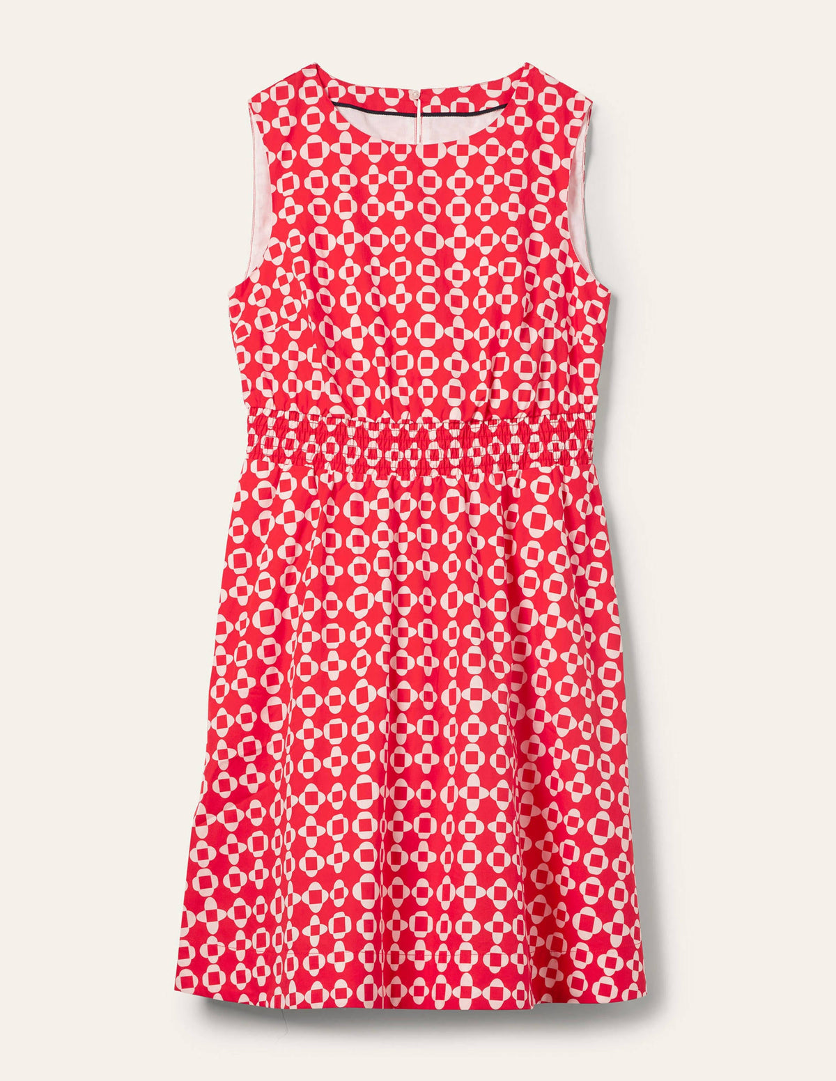 Smocked Waist Mini Dress-Bright Coral, Mosaic Square - Image 5