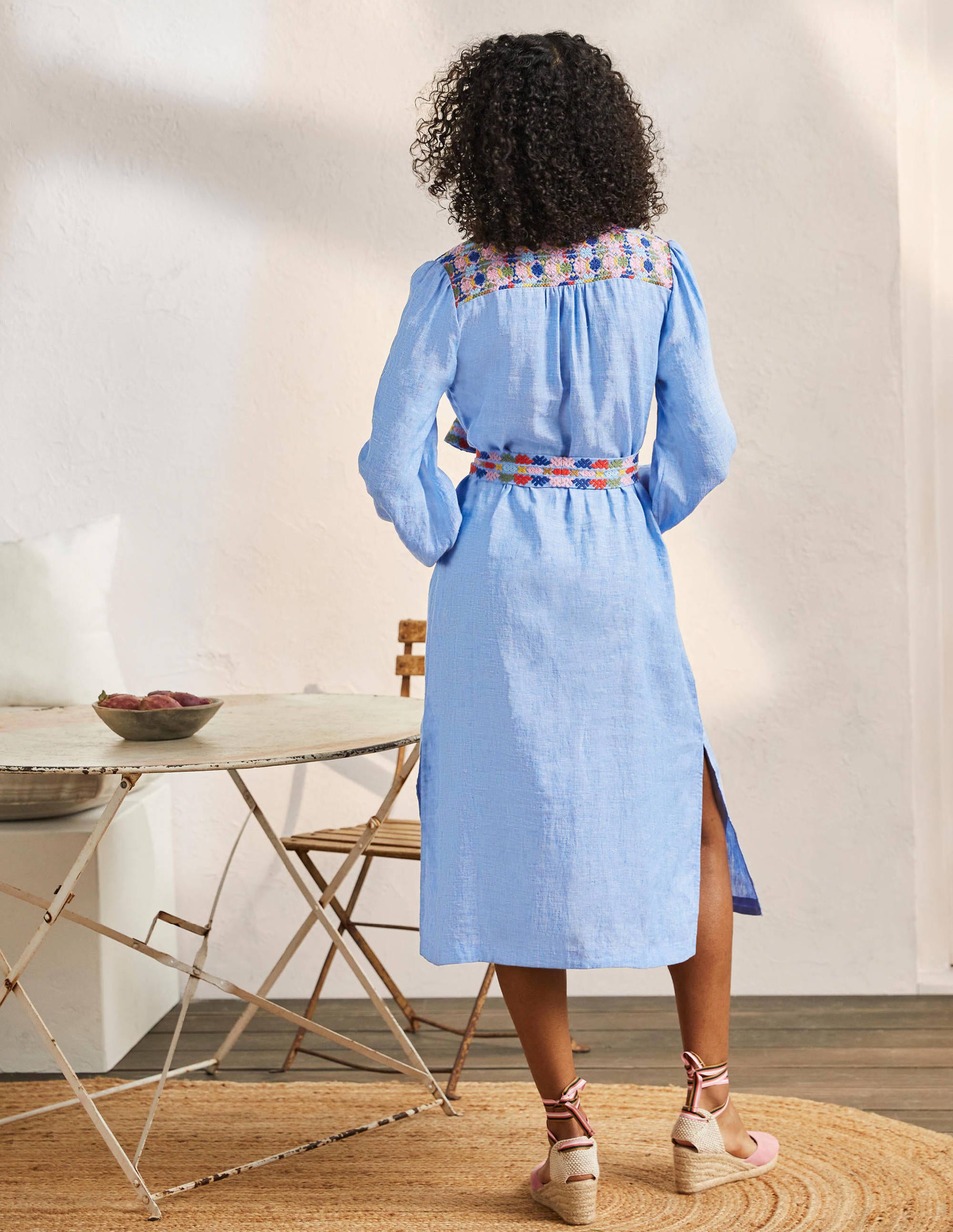 Embroidered Midi Kaftan-Chambray - Image 3