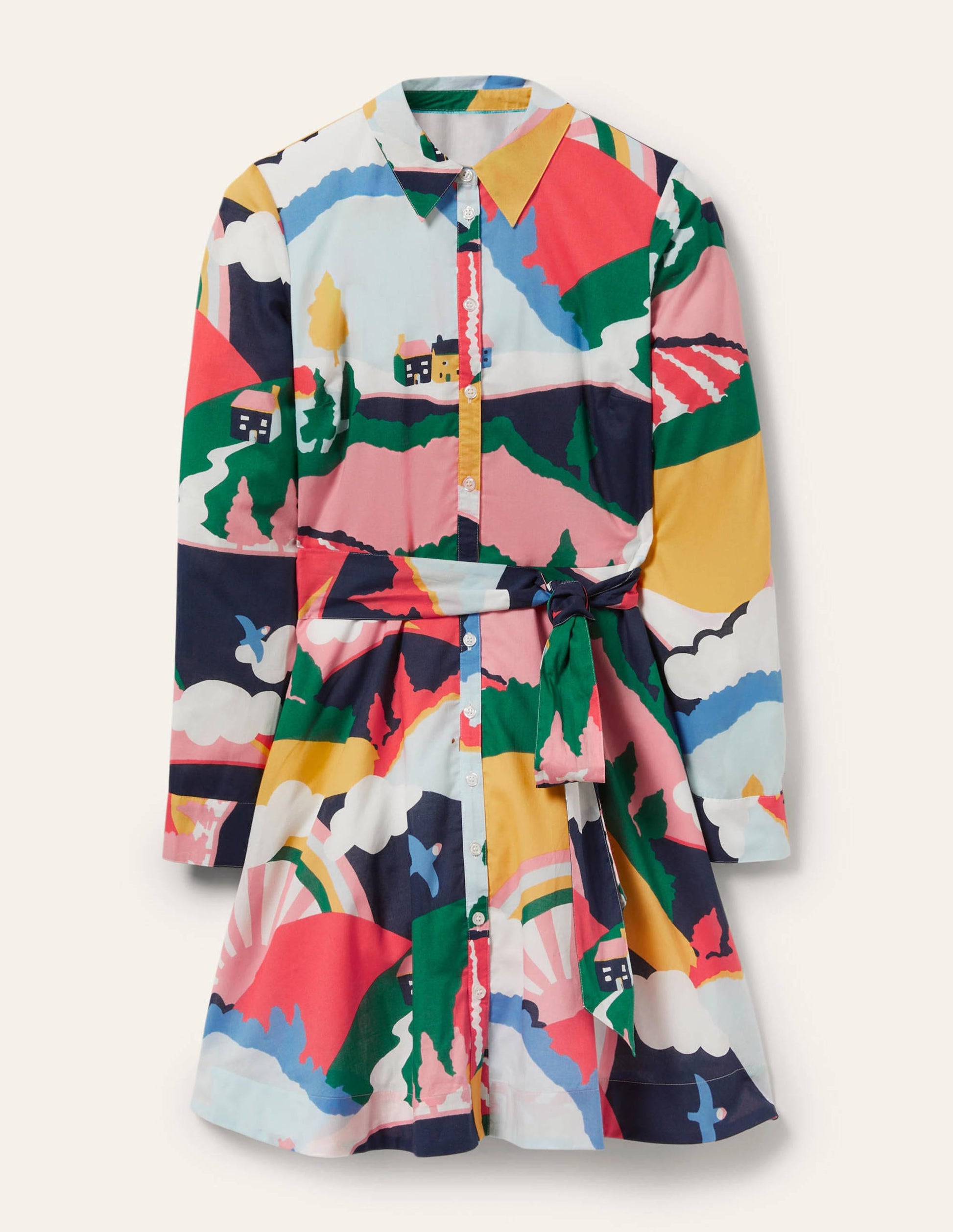 Kitty Shirt Dress-French Navy, Scenic Meadow-5