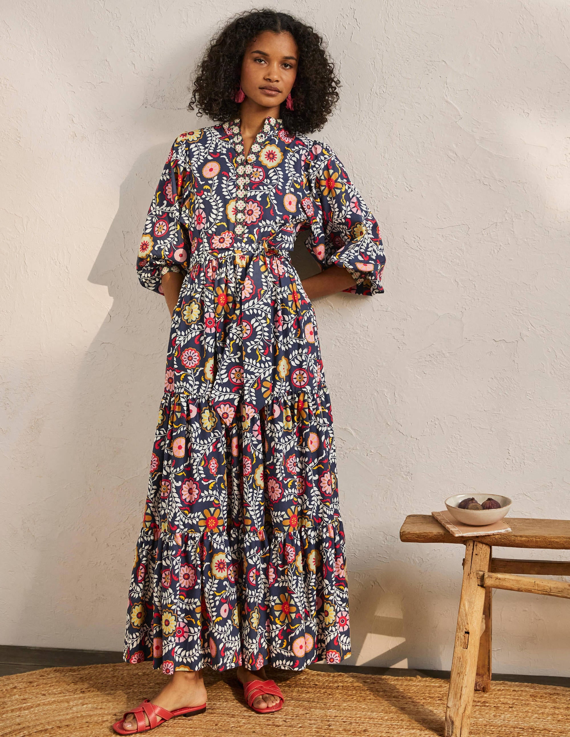 Ava Tiered Maxi Dress-French Navy, Opulent Garden - Image 4