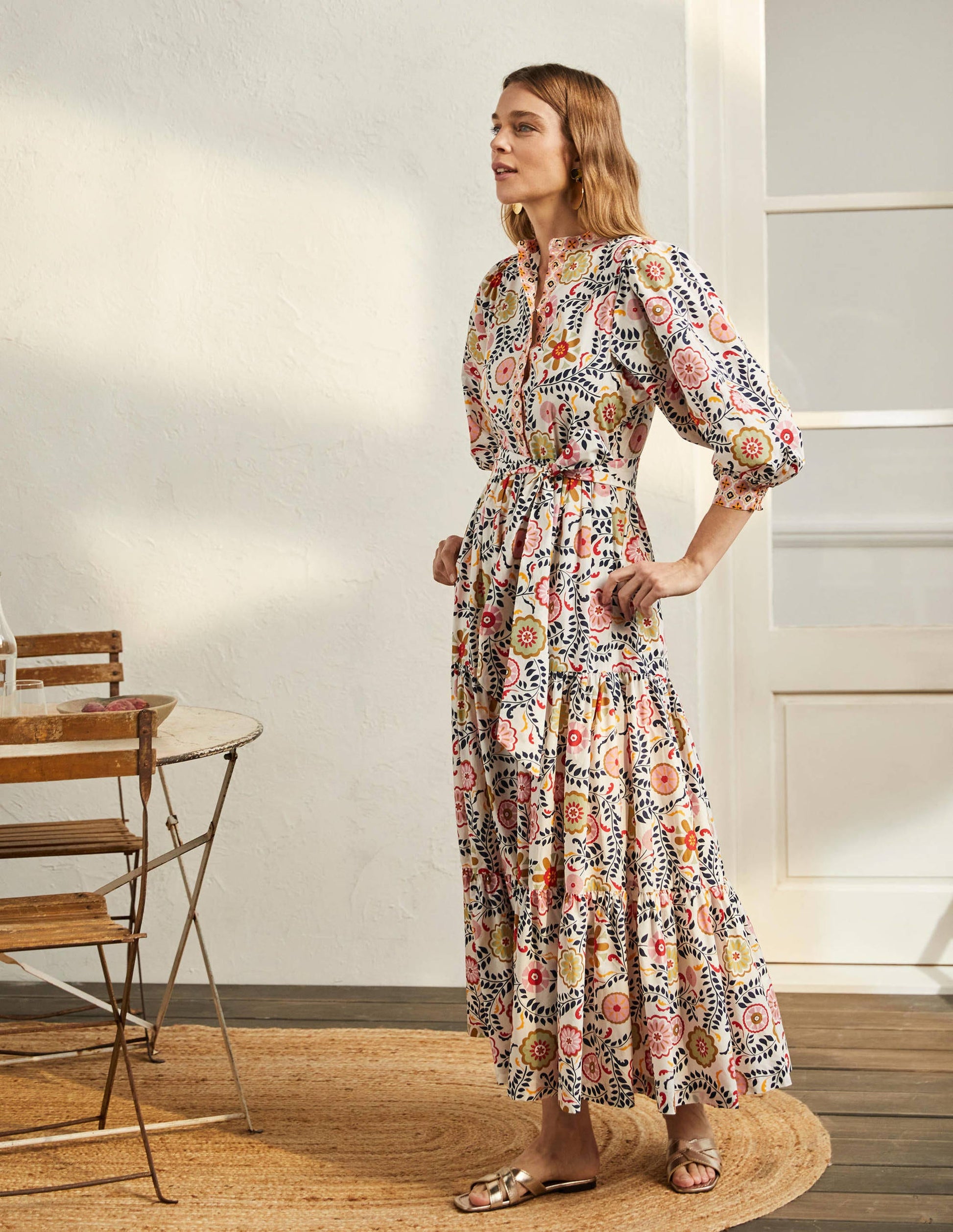 Ava Tiered Maxi Dress-Ivory, Opulent Garden-3