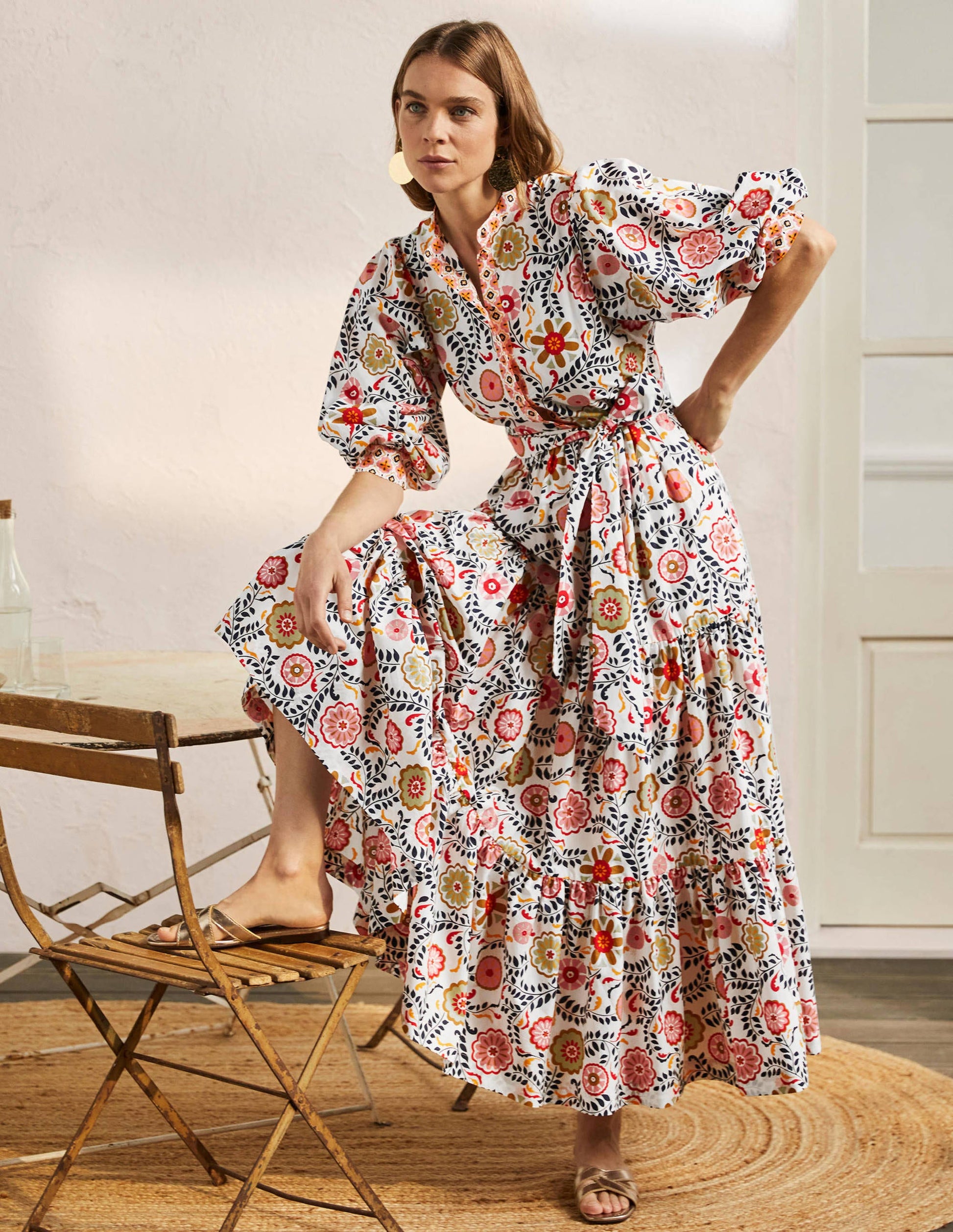 Ava Tiered Maxi Dress-Ivory, Opulent Garden-4