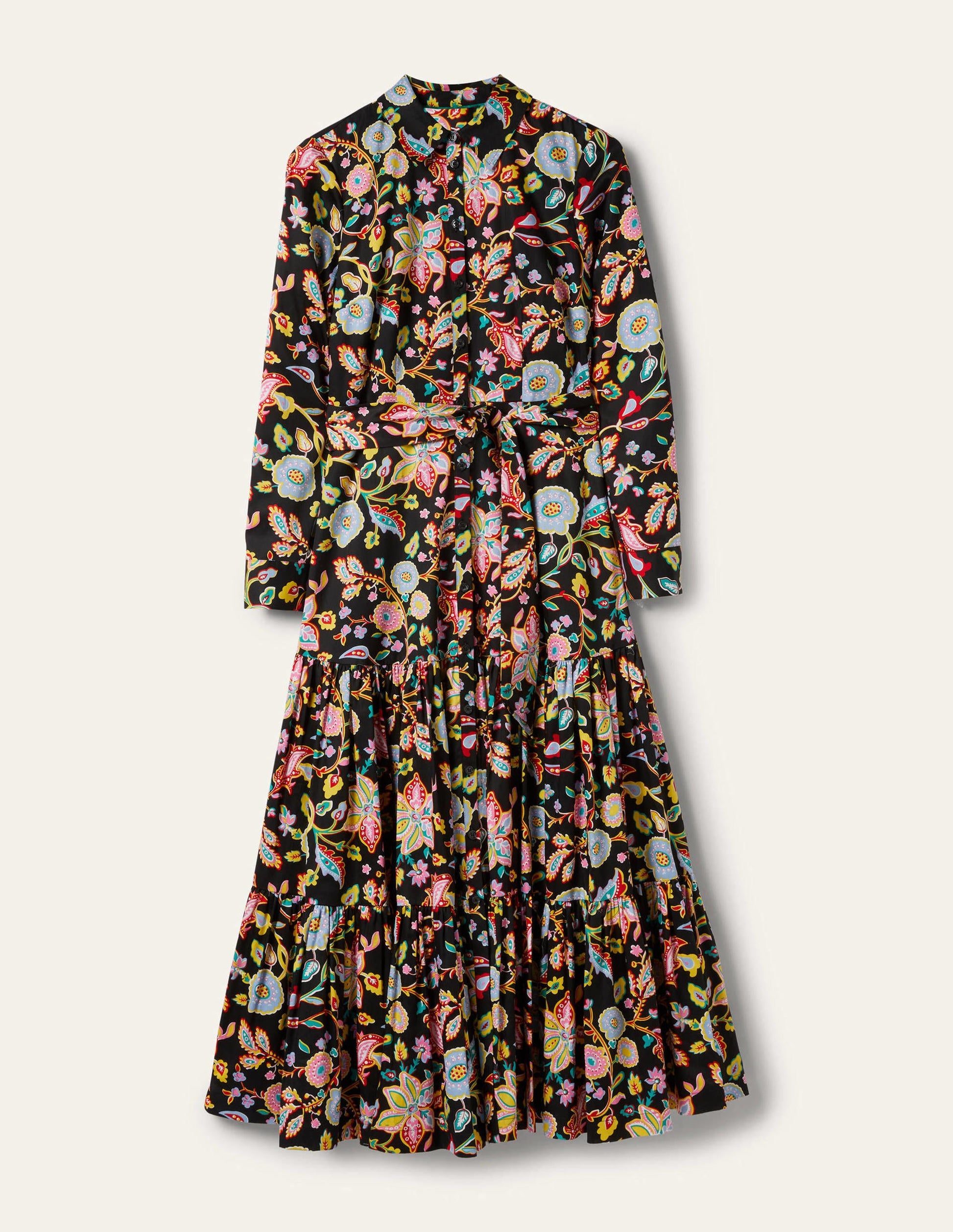 Button Through Maxi Dress-Black, Opulent Paradise-6