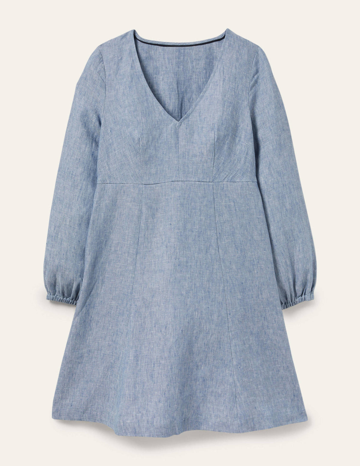V-Neck Flippy Mini Dress-Chambray - Image 5