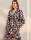 Notch Neck Cotton Dress-French Navy, Opulent Garden
