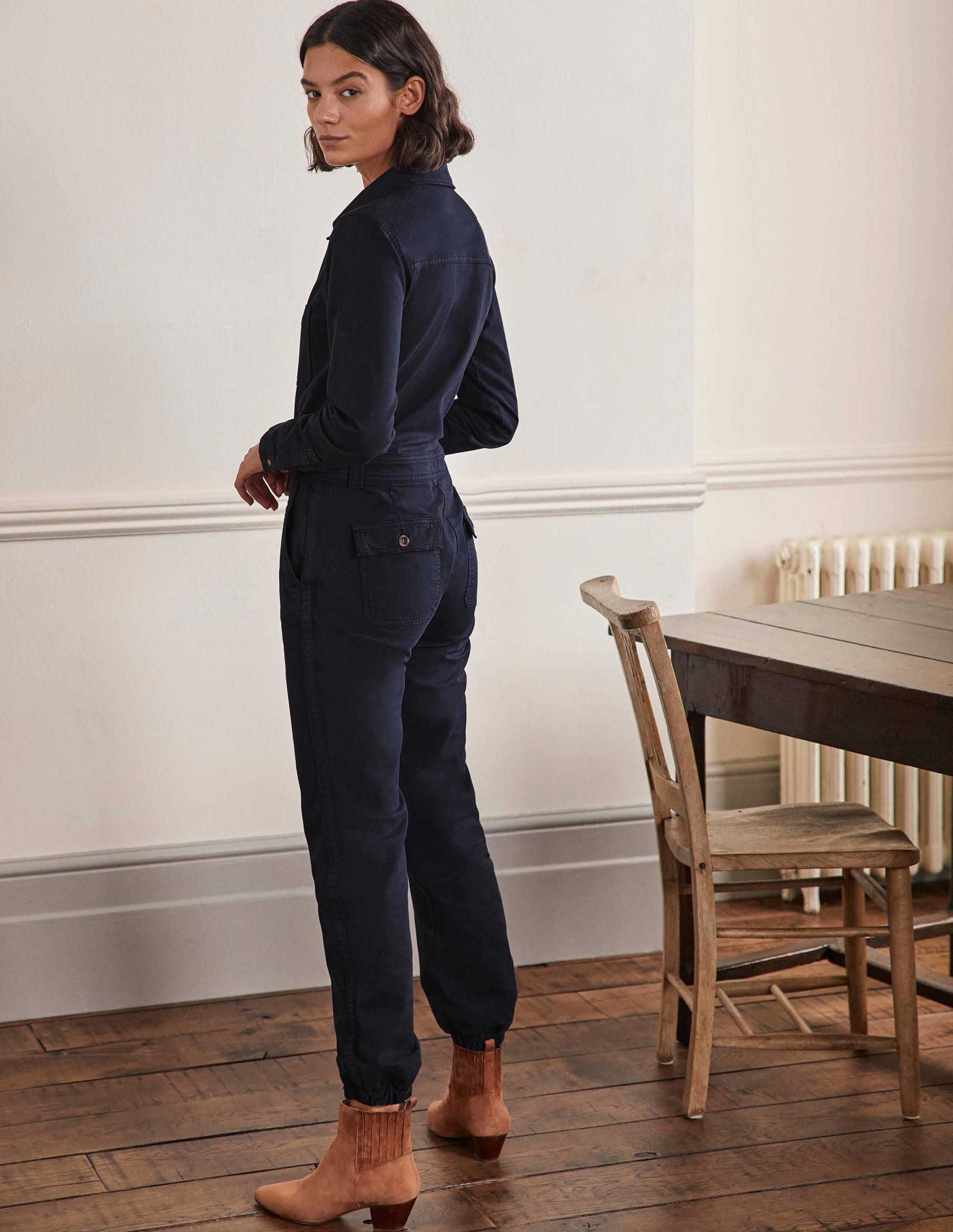 Carly Cotton Jumpsuit-Navy - Image 3