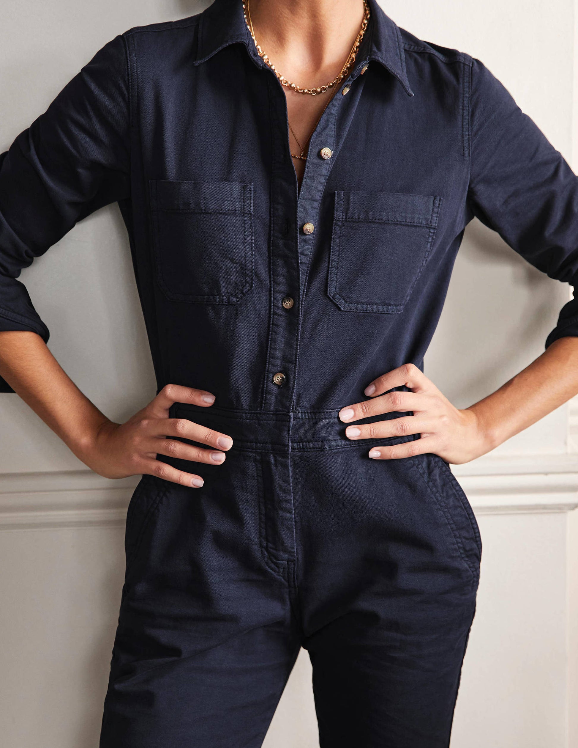 Carly Cotton Jumpsuit-Navy-4