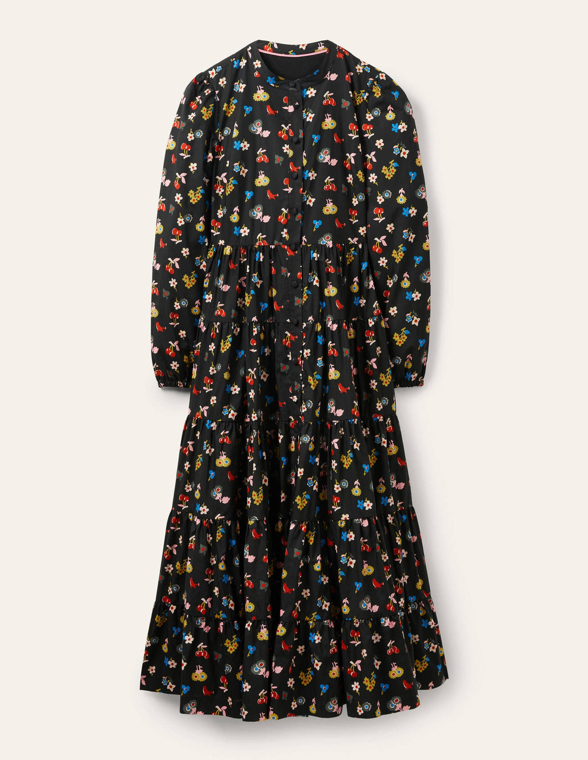Multi Tiered Maxi Dress-Black, Woodland Bud - Image 5