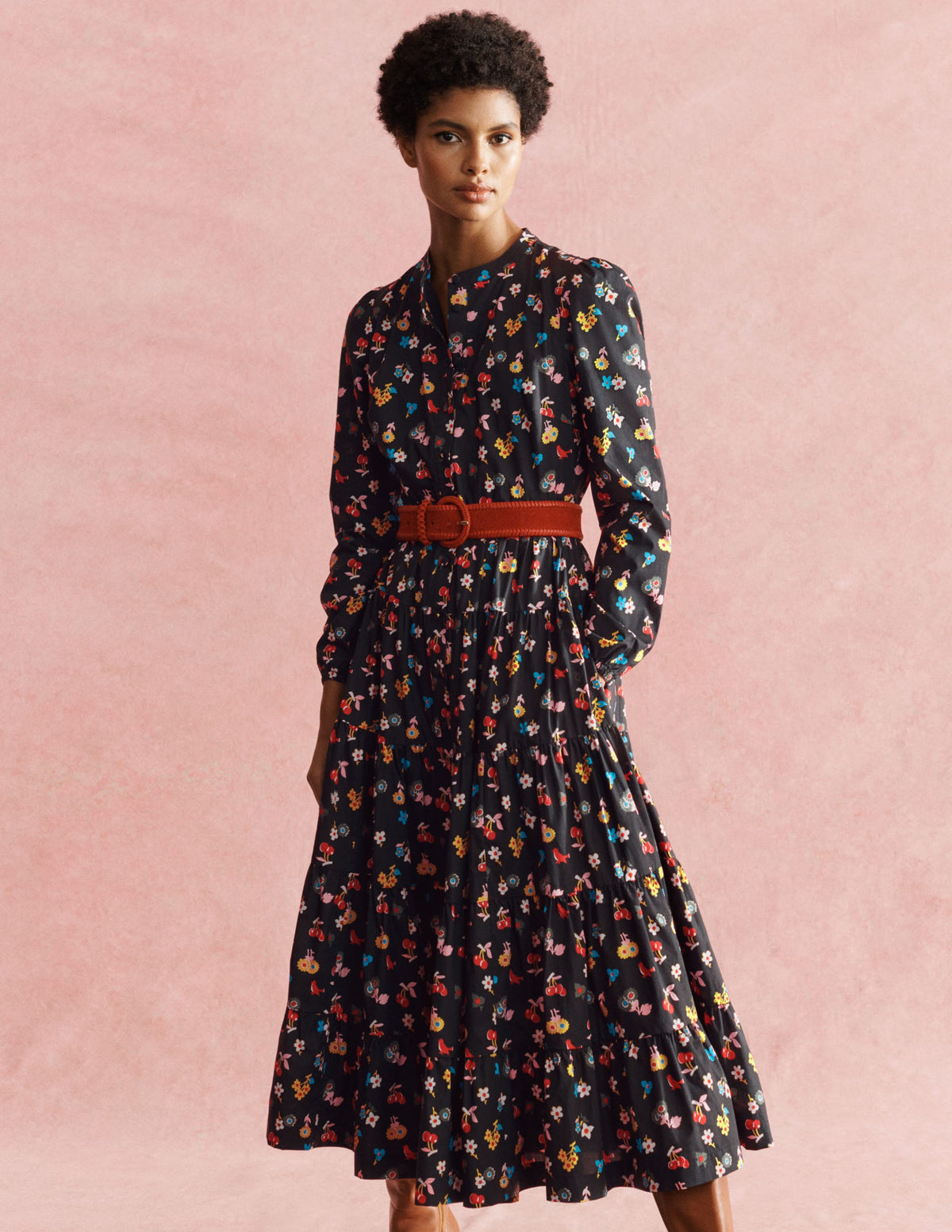 Multi Tiered Maxi Dress-Black, Woodland Bud - Image 6