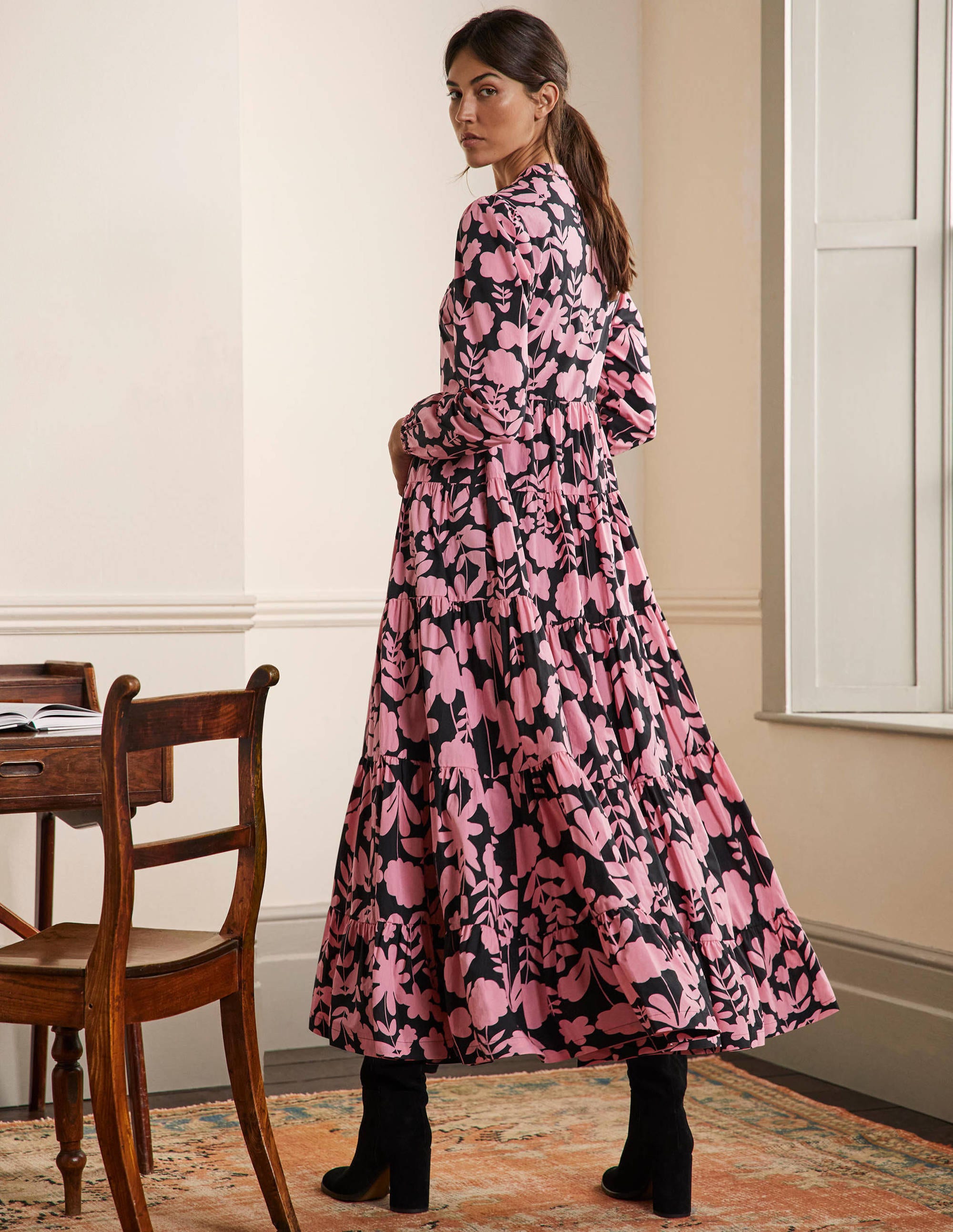 Multi Tiered Maxi Dress-Formica Pink, Flora Bloom - Image 3