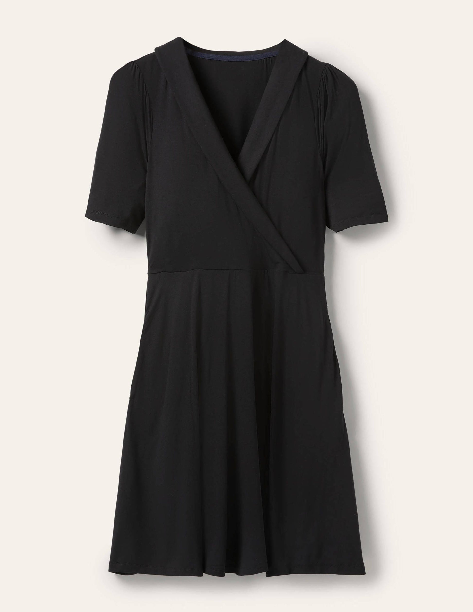 Fixed Wrap Jersey Dress-Black-5