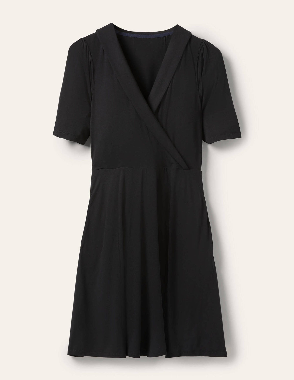 Fixed Wrap Jersey Dress-Black - Image 5