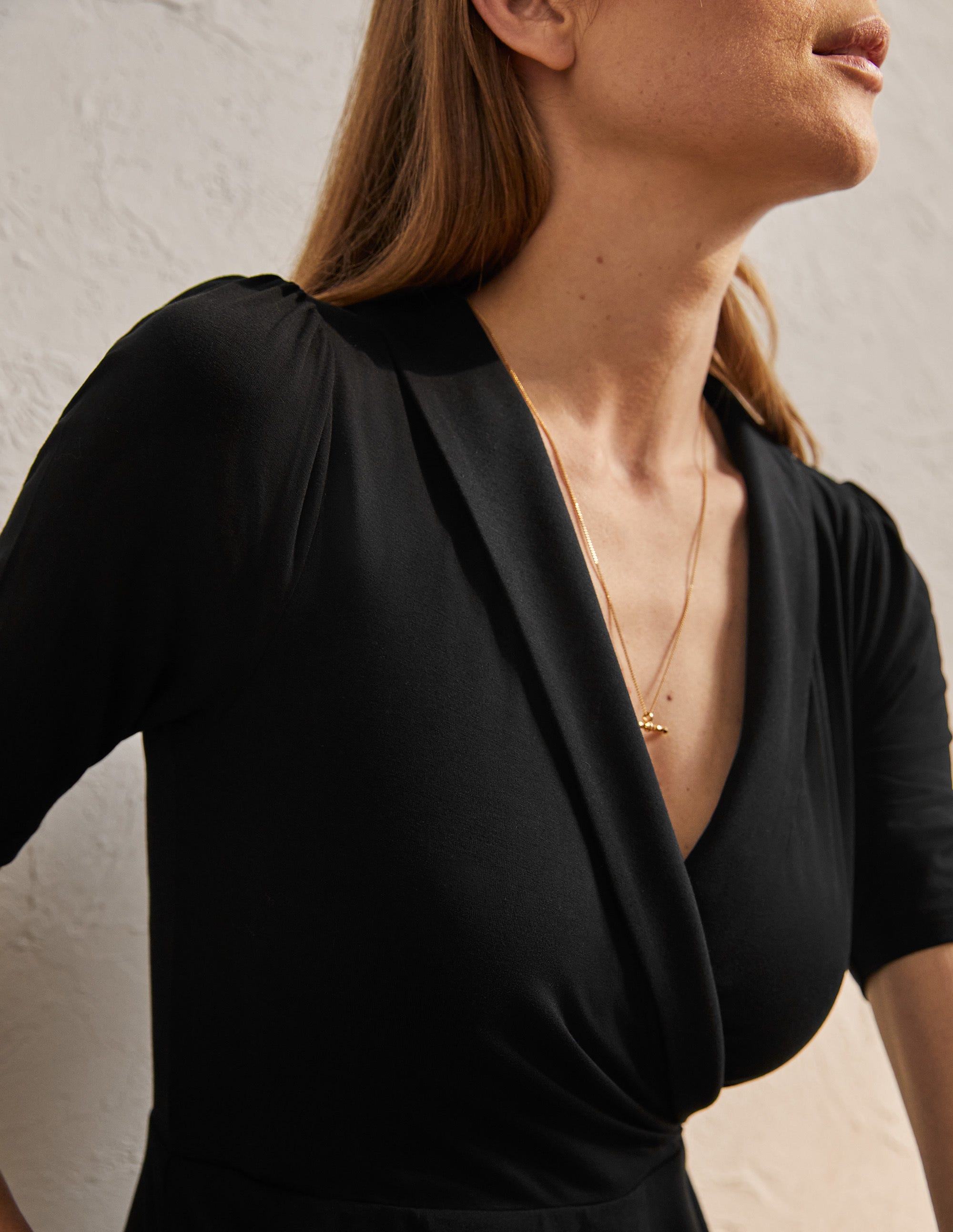 Fixed Wrap Jersey Dress-Black - Image 2
