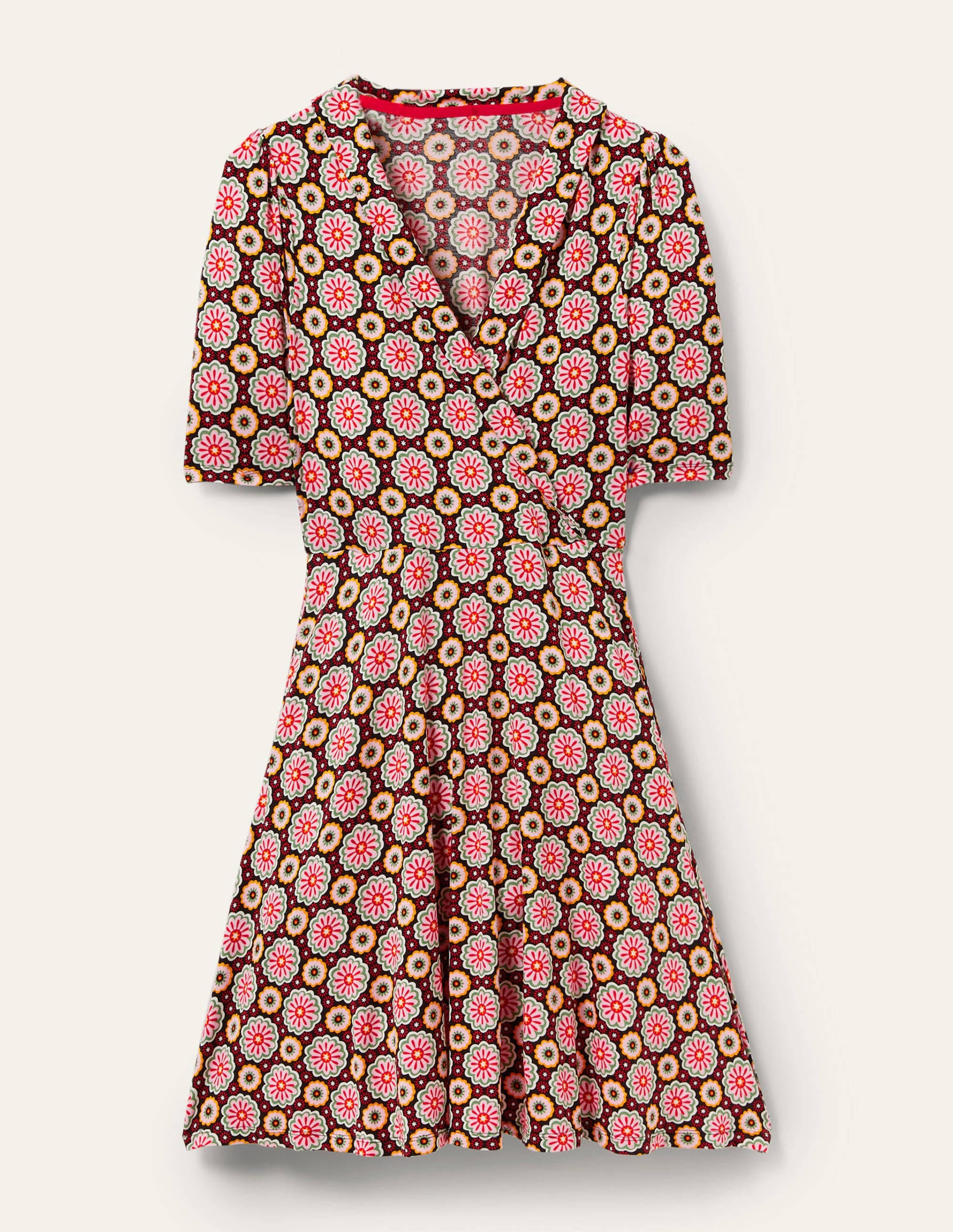 Fixed Wrap Jersey Dress-Black, Opulent Daisy - Image 5