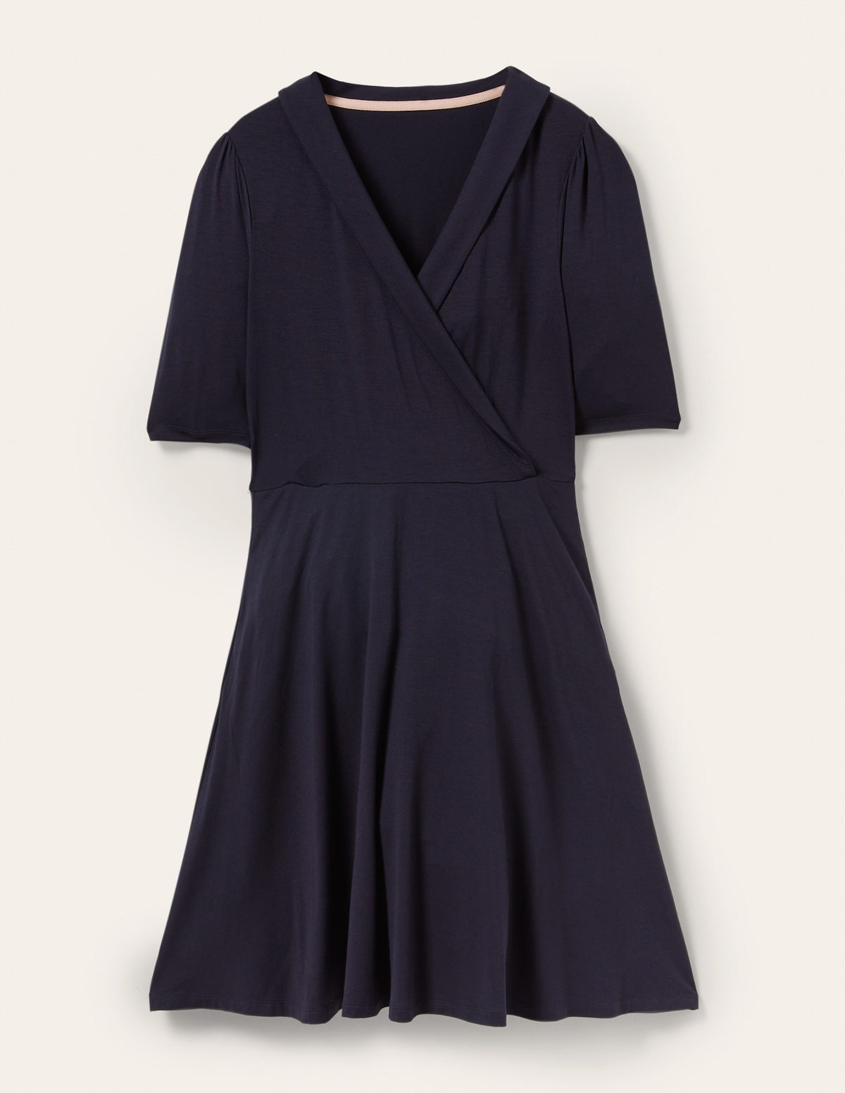 Fixed Wrap Jersey Dress-Navy - Image 5