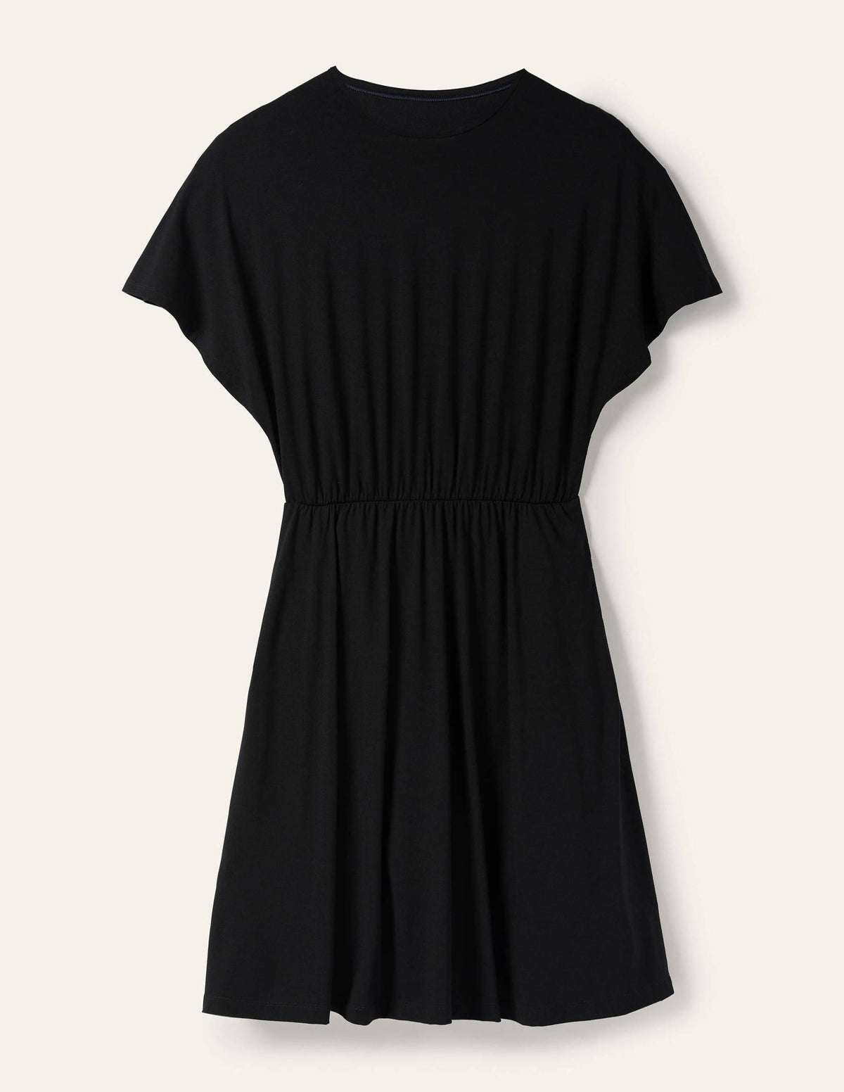 Flutter Sleeve Jersey Dress-Black-5
