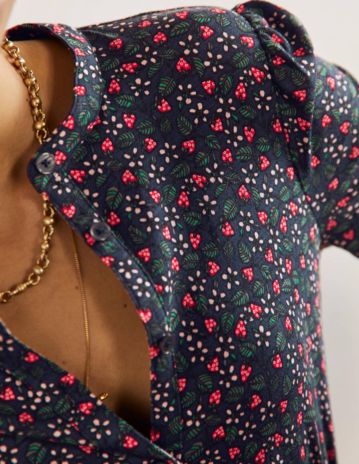 Smocked Jersey Shirt Dress-French Navy, Flora Berry-2