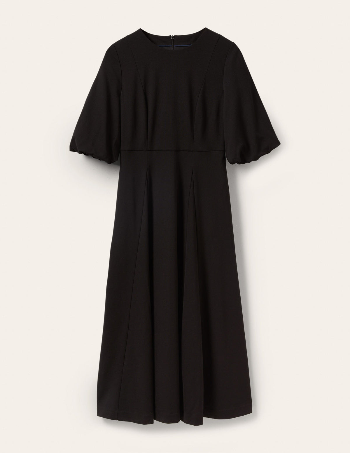 Full Skirt Jersey Midi Dress-Black-5