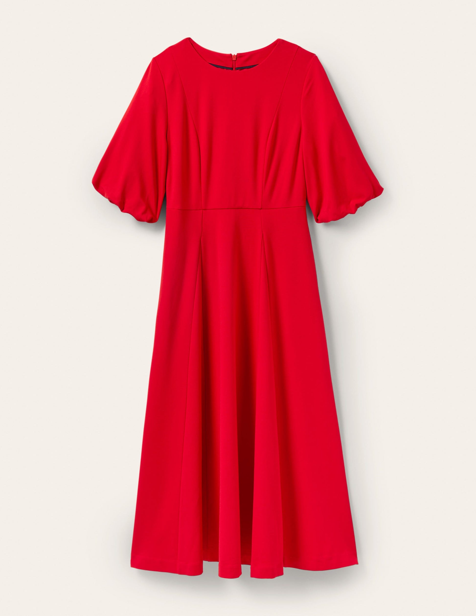 Full Skirt Jersey Midi Dress-Red-5