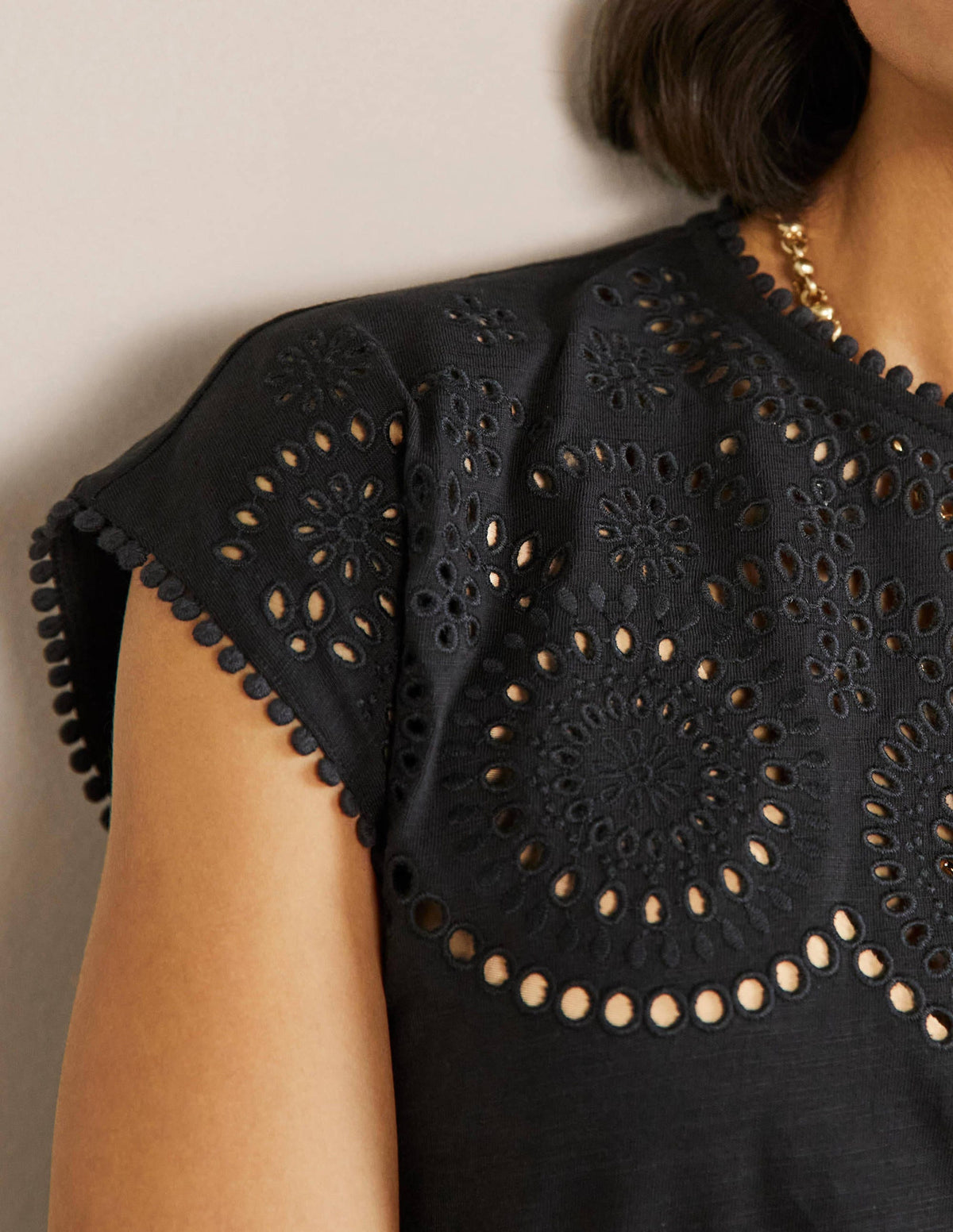 Cutwork Jersey T-shirt Dress-Black - Image 2