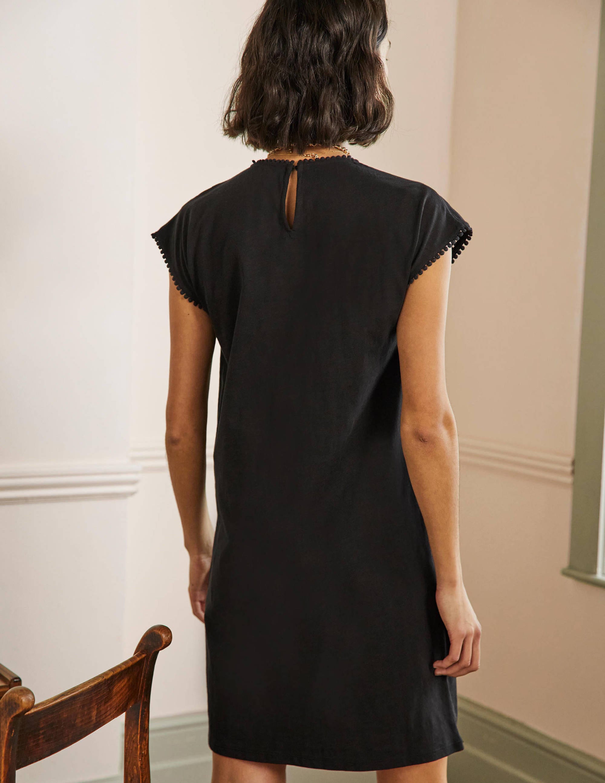 Cutwork Jersey T-shirt Dress-Black - Image 3