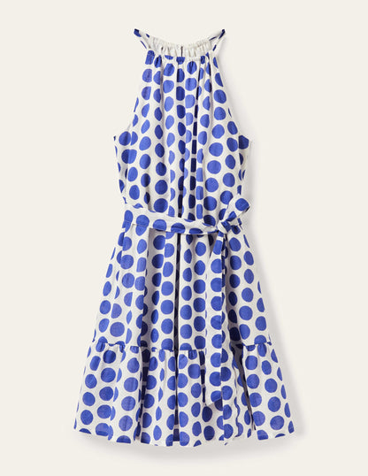 Ingrid Halterneck Dress-Atlantic Ocean, Ikat Spot-5