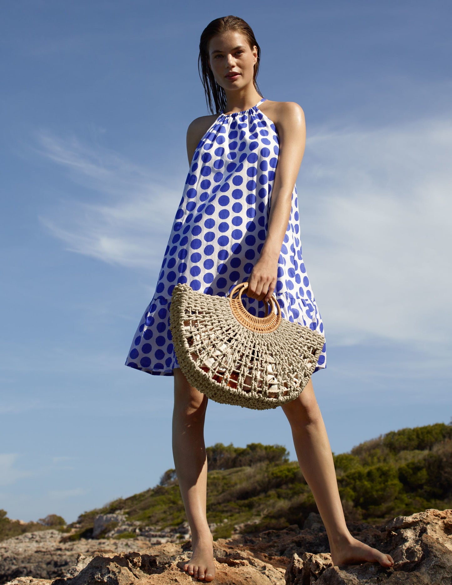 Ingrid Halterneck Dress-Atlantic Ocean, Ikat Spot