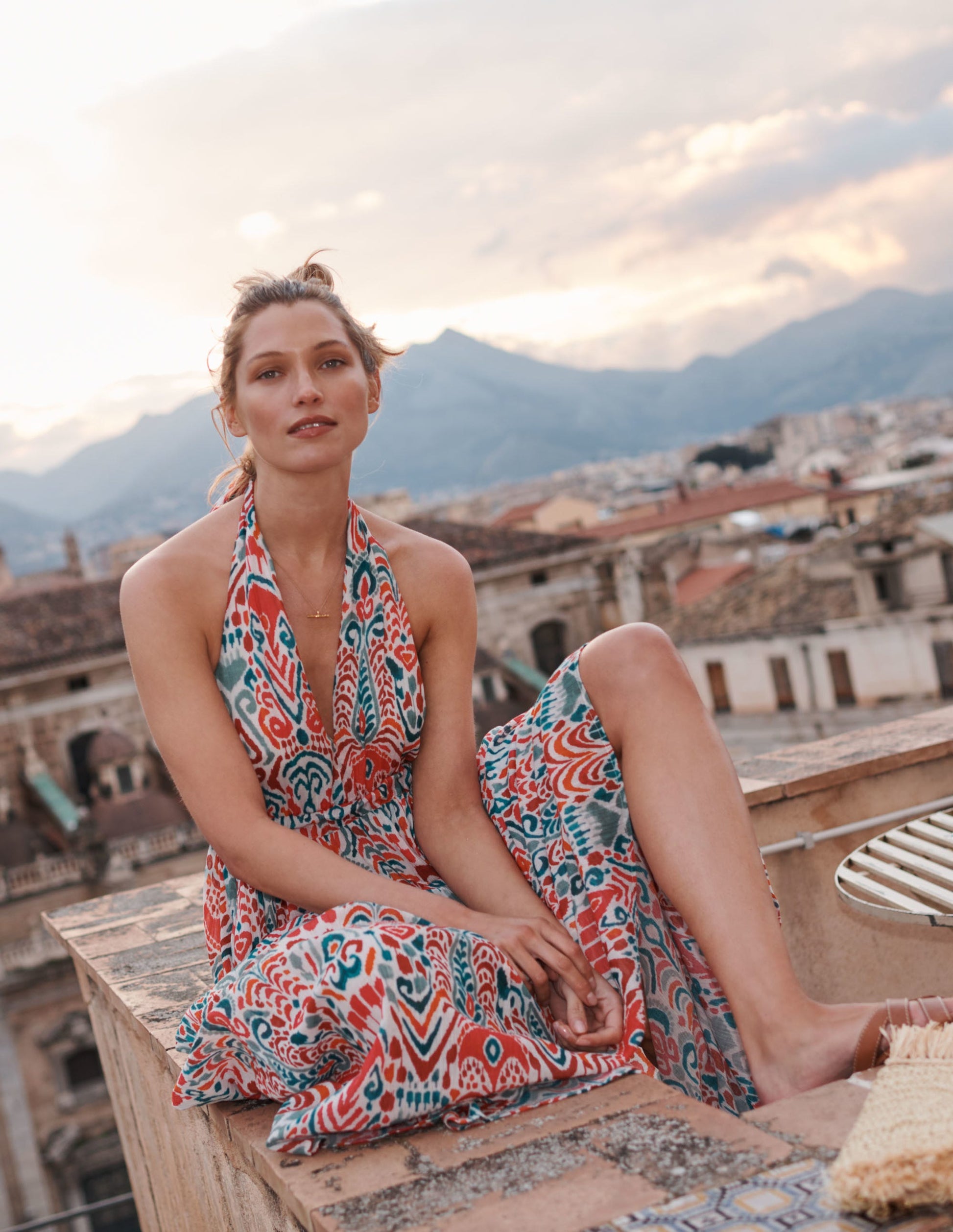 Imogen Halterneck Maxi Dress-Multi, Ikat Charm-6
