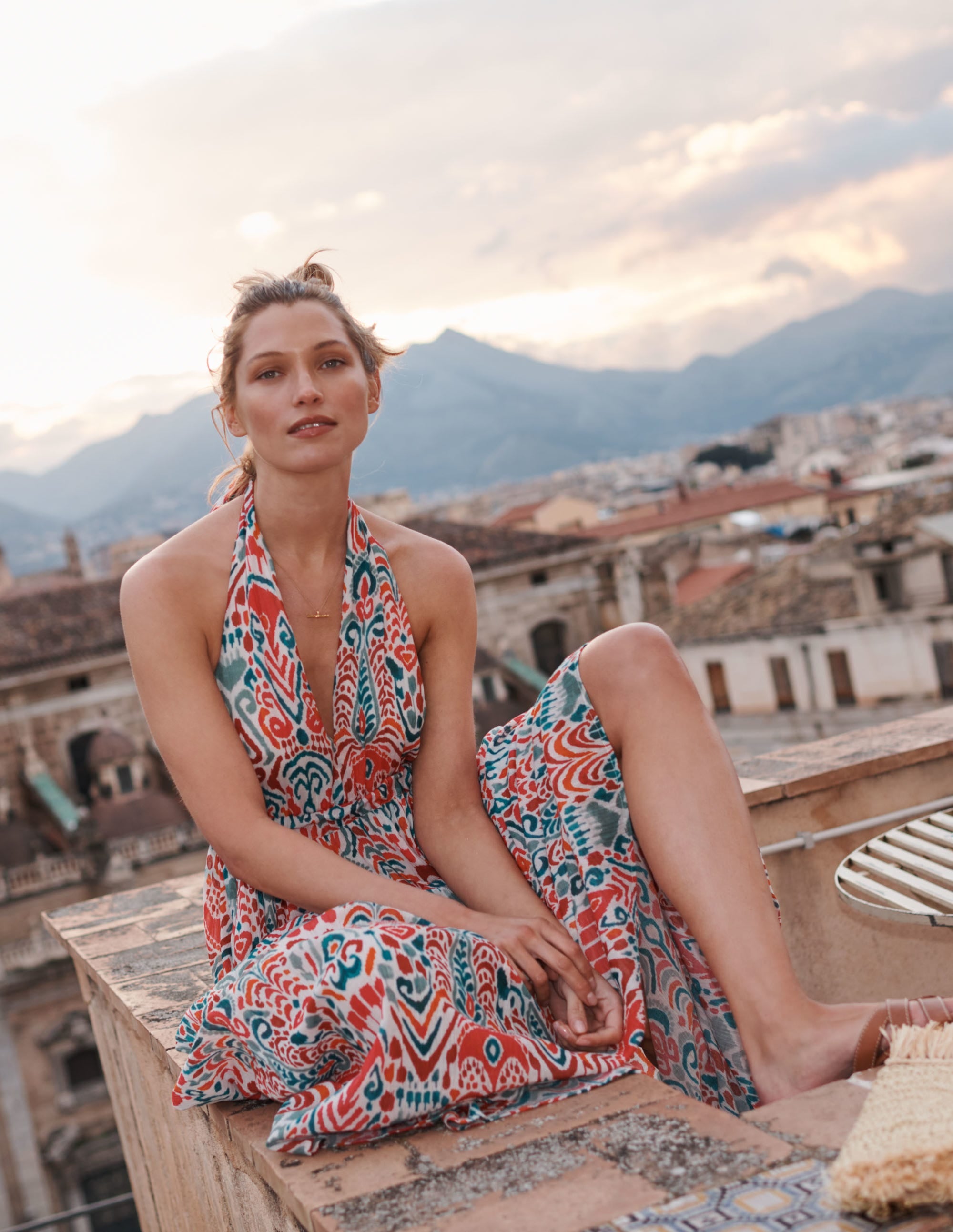 Imogen Halterneck Maxi Dress-Multi, Ikat Charm - Image 6
