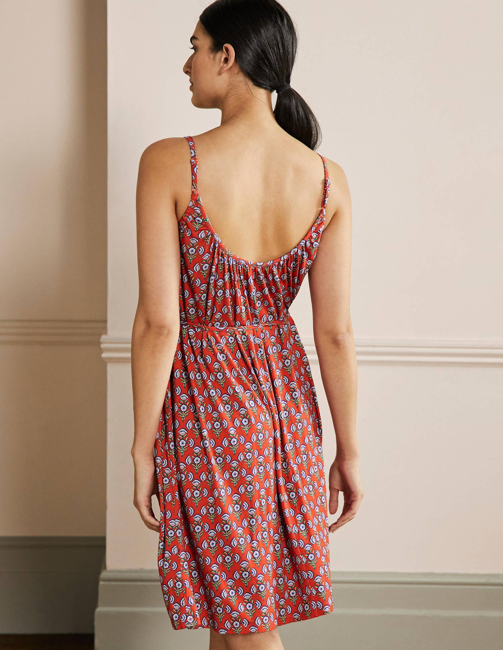 Strappy Jersey Dress-Firecracker, Poppy Geo-3