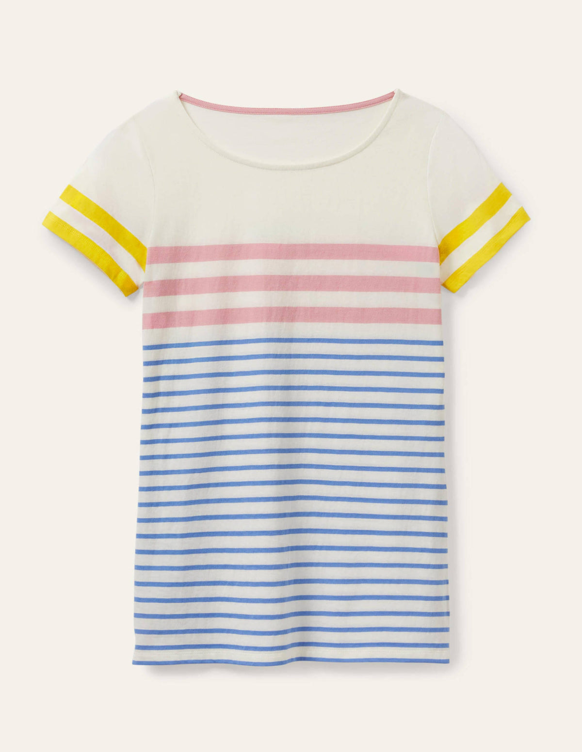 Short Sleeve Breton T-Shirt-Cameo Pink / Grape Stripe-5