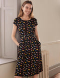 Amelie Jersey Dress-Black, Woodland Bud