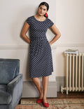 Amelie Jersey Dress-Navy Spot