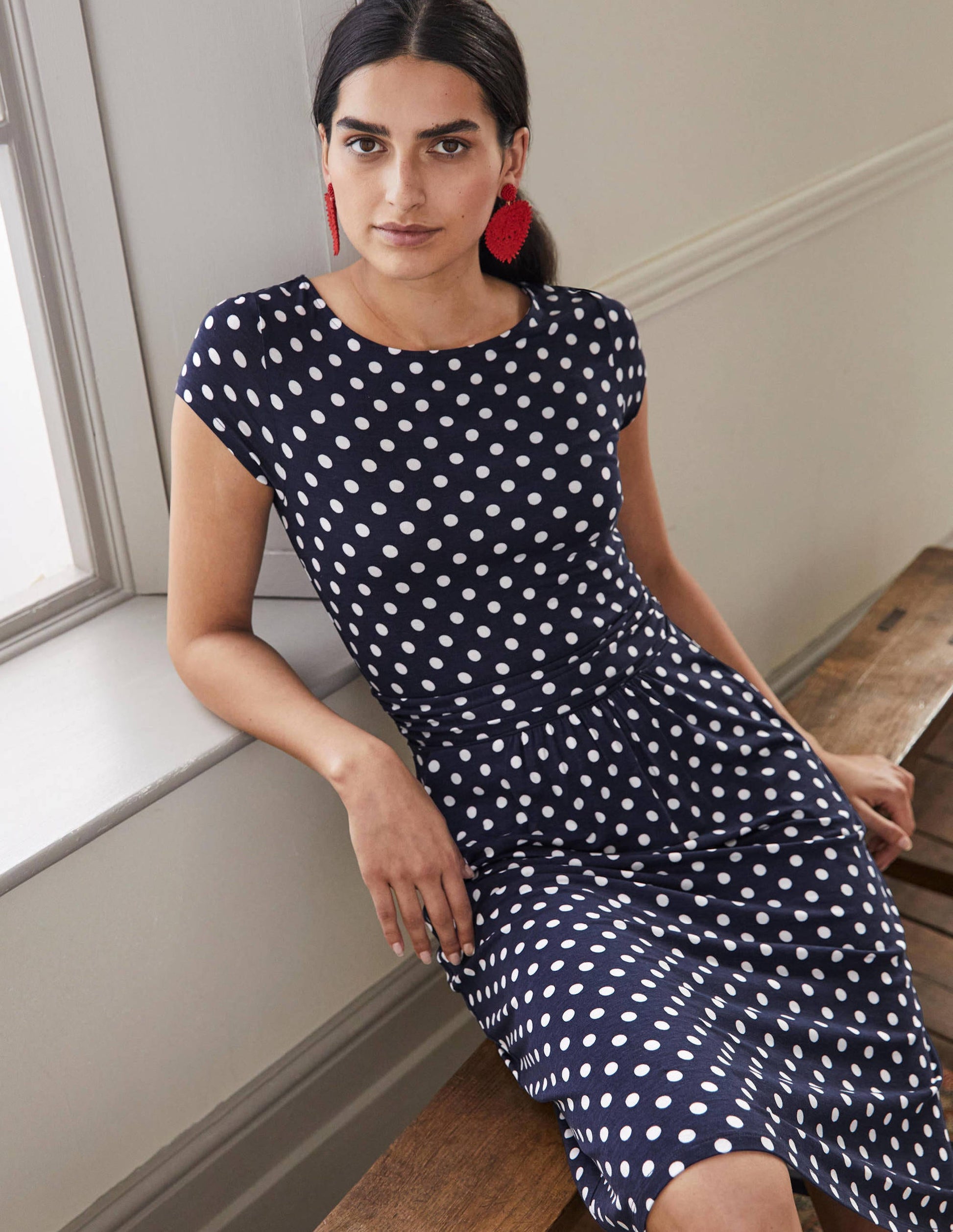 Amelie Jersey Dress-Navy Spot-4