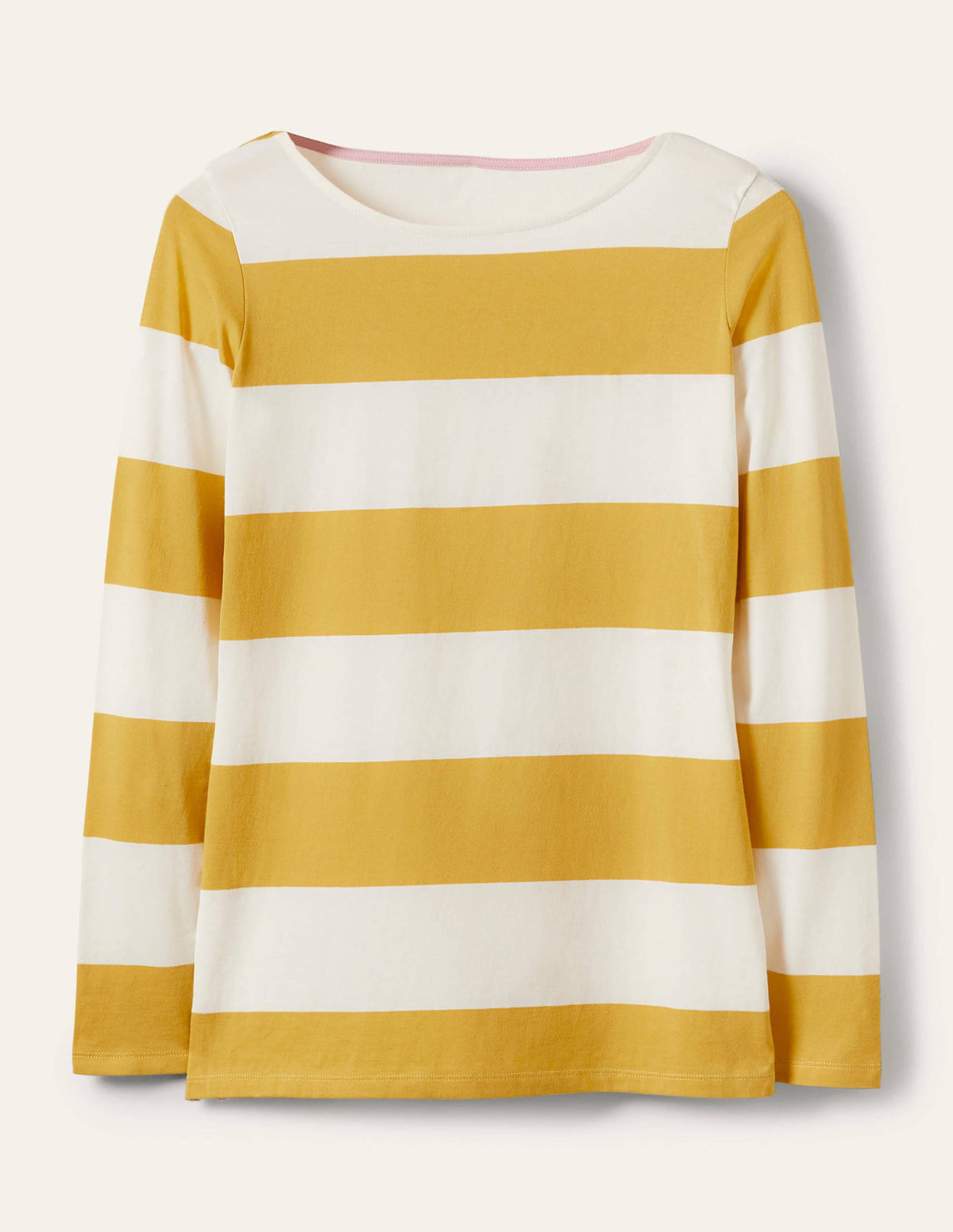Long Sleeve Breton Top-Mustard / Ivory Stripe-5
