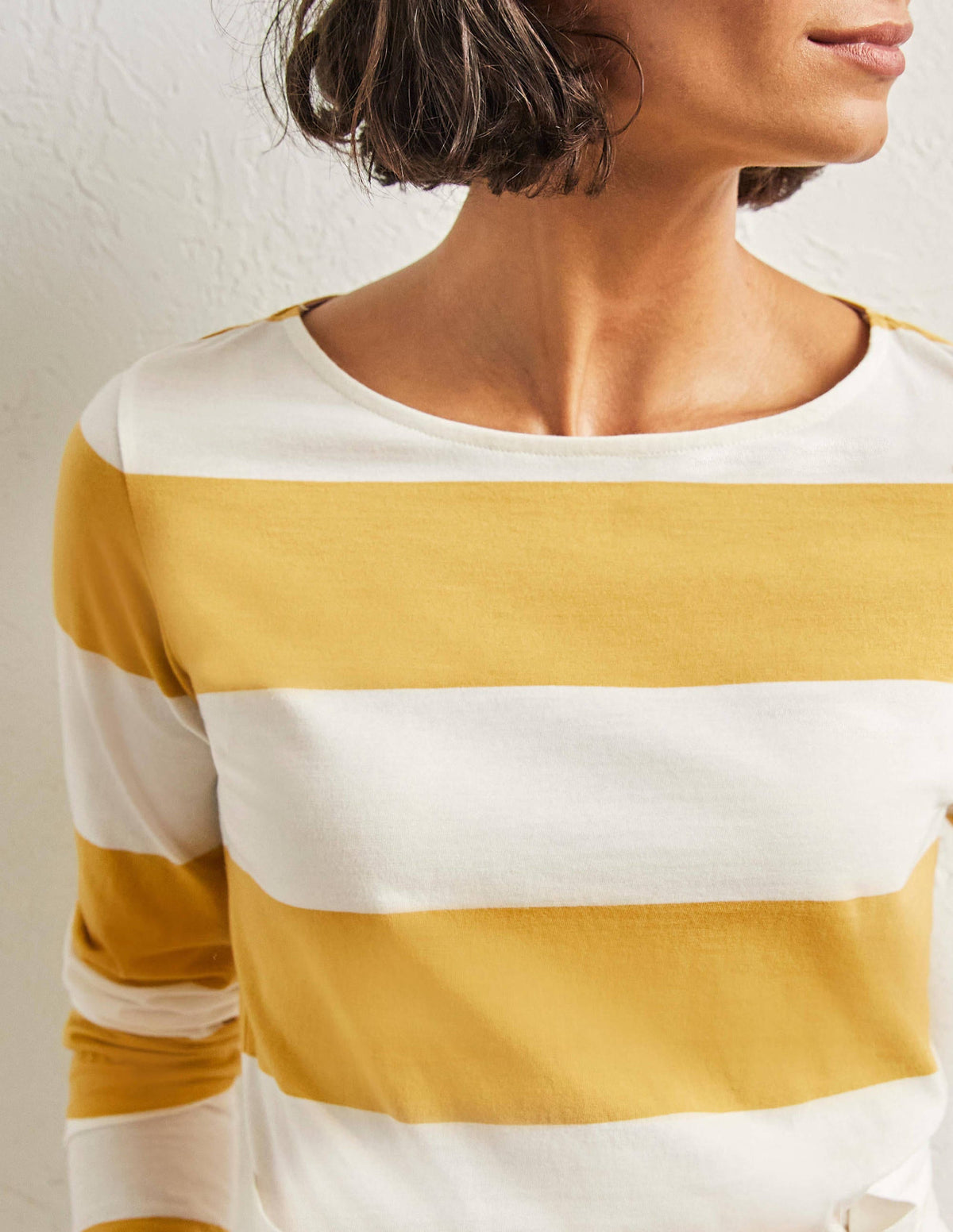 Long Sleeve Breton Top-Mustard / Ivory Stripe-2