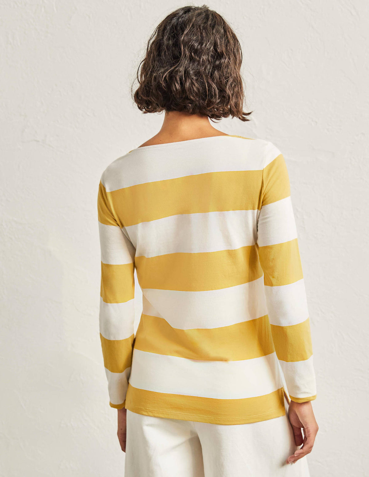 Long Sleeve Breton Top-Mustard / Ivory Stripe-3