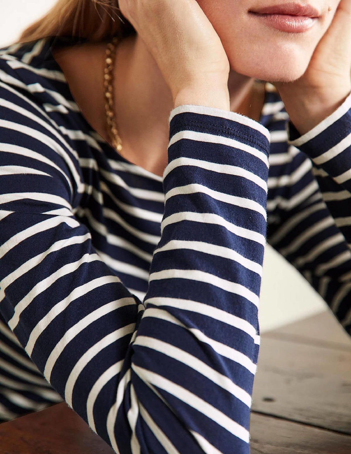 Long Sleeve Breton Top-Navy / Ivory Stripe - Image 2