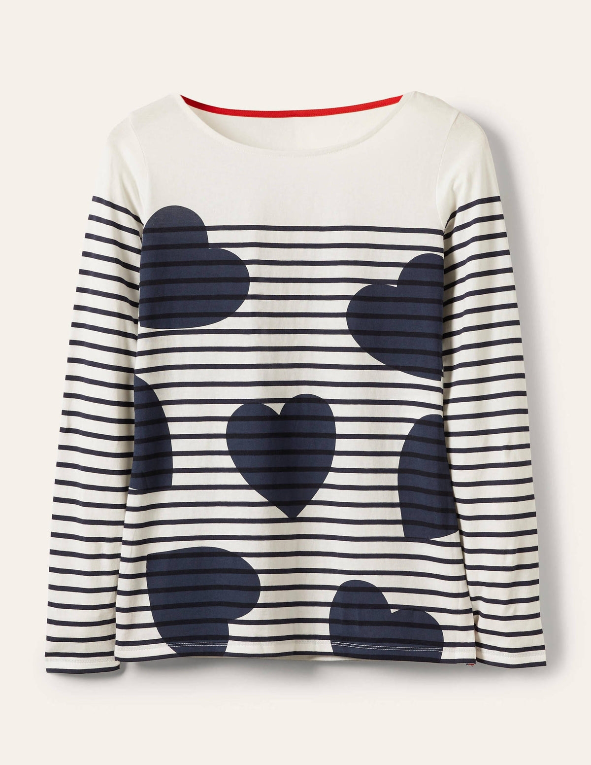 Long Sleeve Breton Top-Navy Scattered Heart Stripe - Image 5