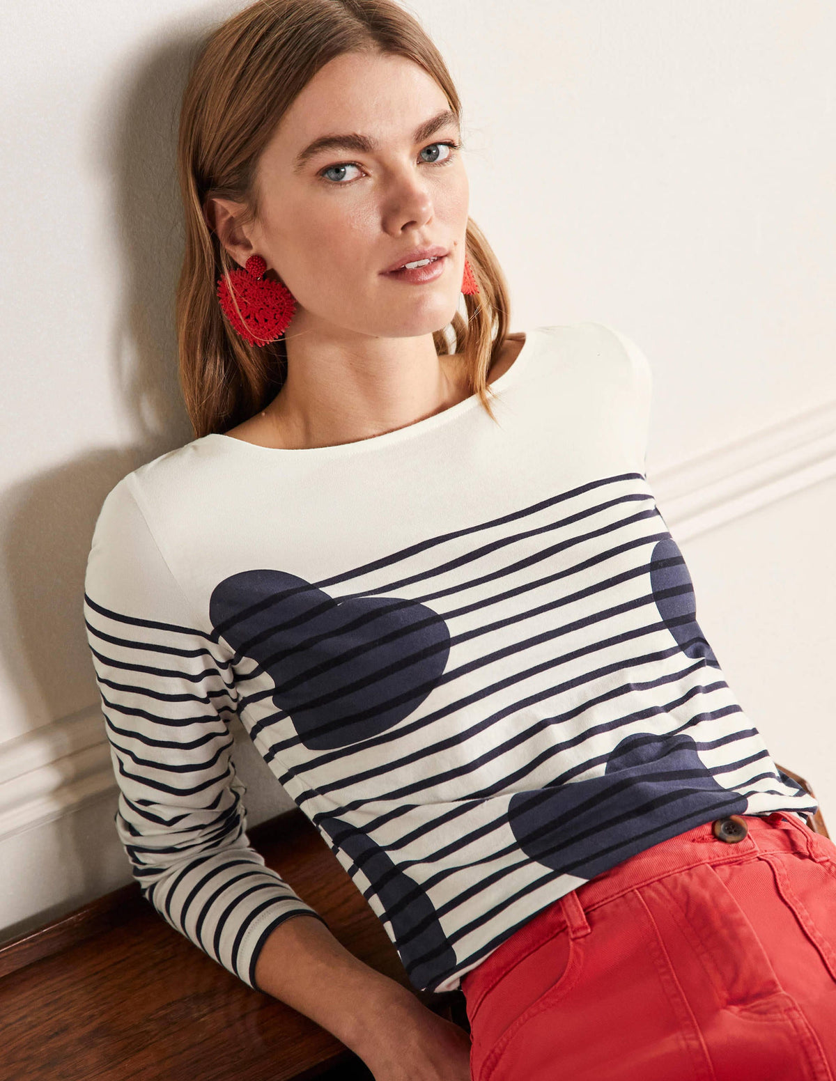 Long Sleeve Breton Top-Navy Scattered Heart Stripe-4