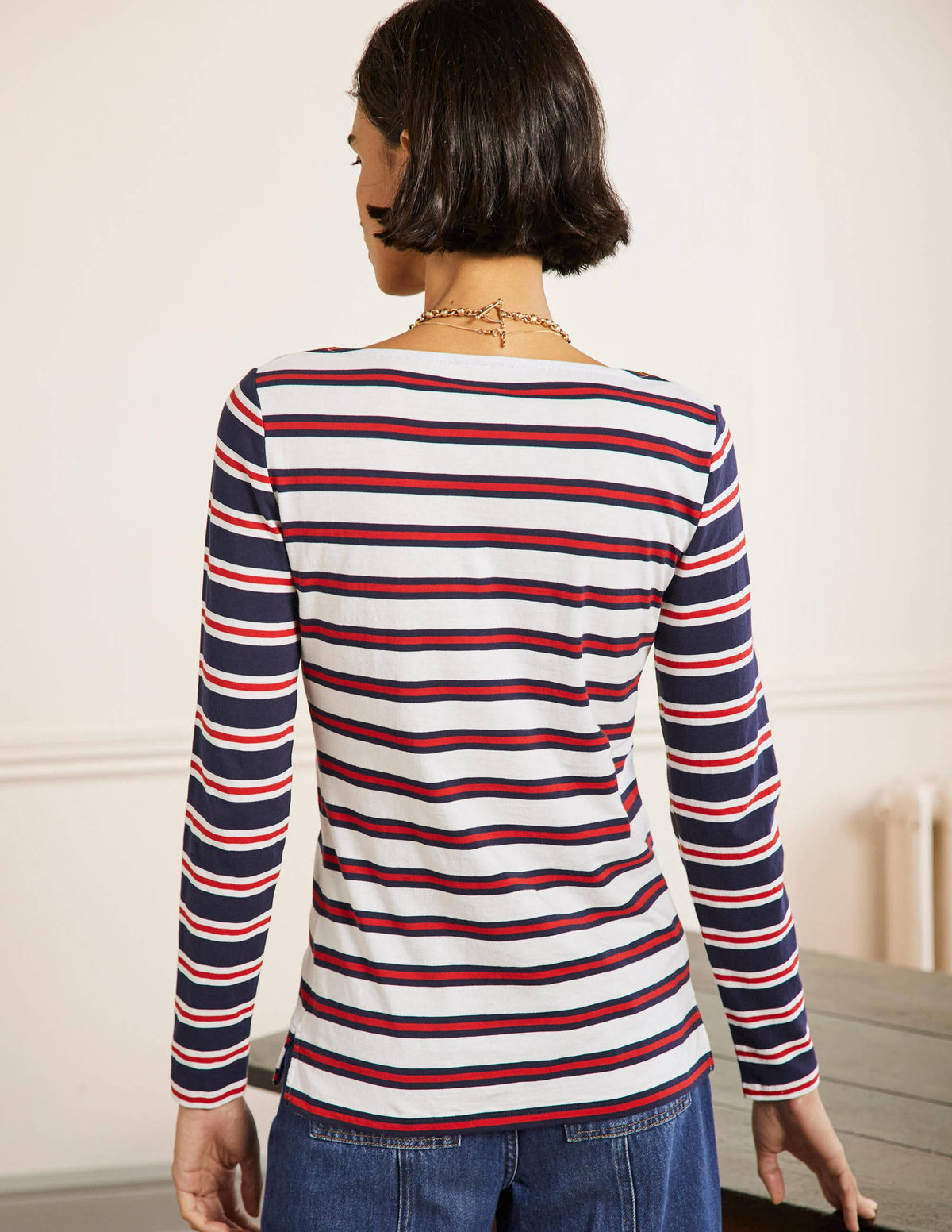 Long Sleeve Breton Top-Ivory, Red and Navy Stripe-3