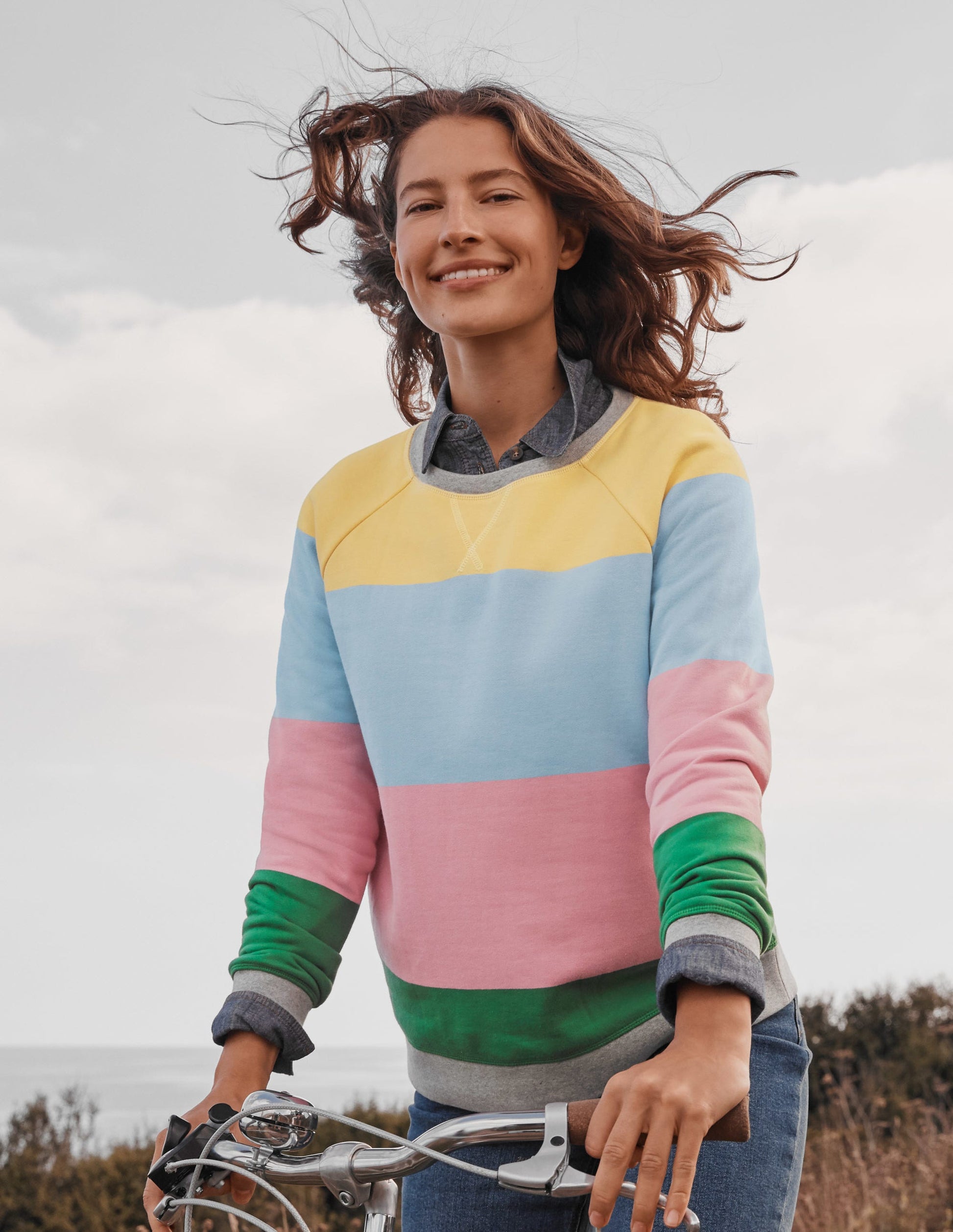 Printed Cotton Sweatshirt-Pale Lemon, Formica Pink-6