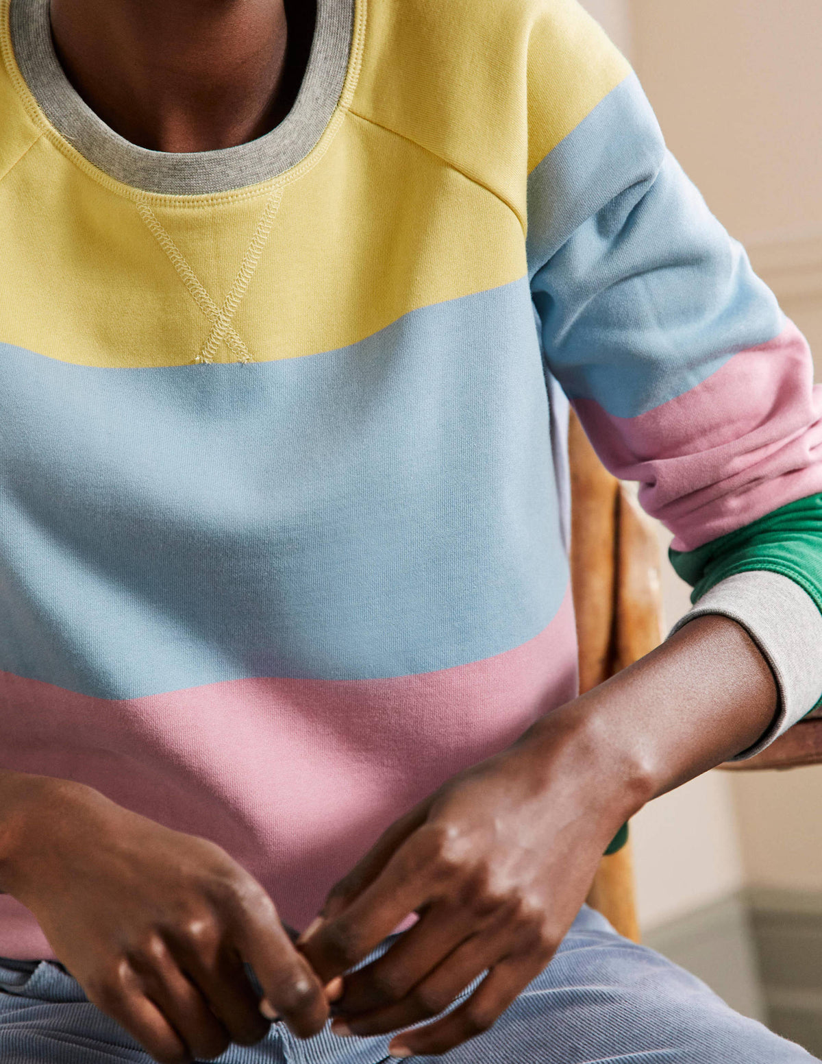 Printed Cotton Sweatshirt-Pale Lemon, Formica Pink-2