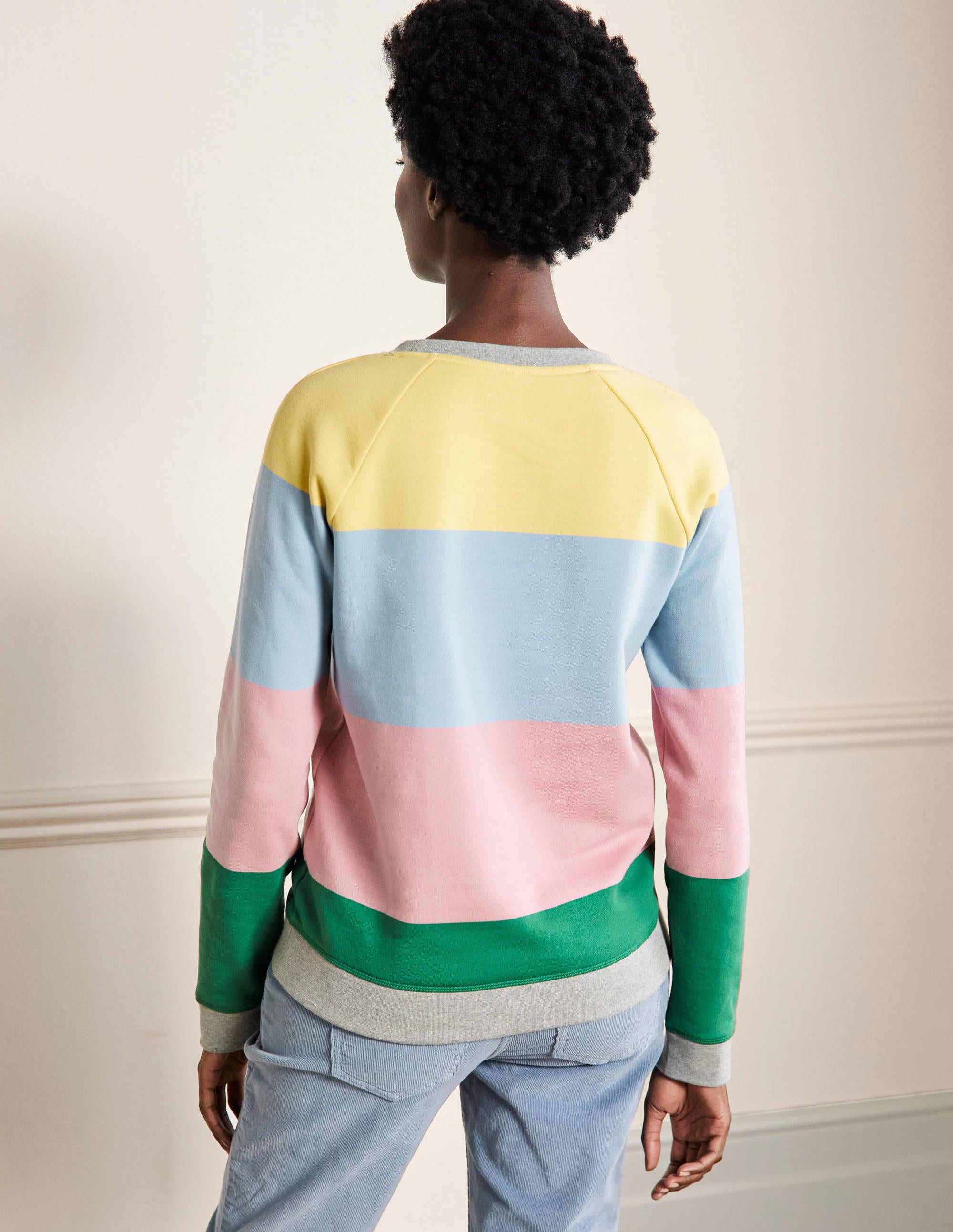 Printed Cotton Sweatshirt-Pale Lemon, Formica Pink - Image 3