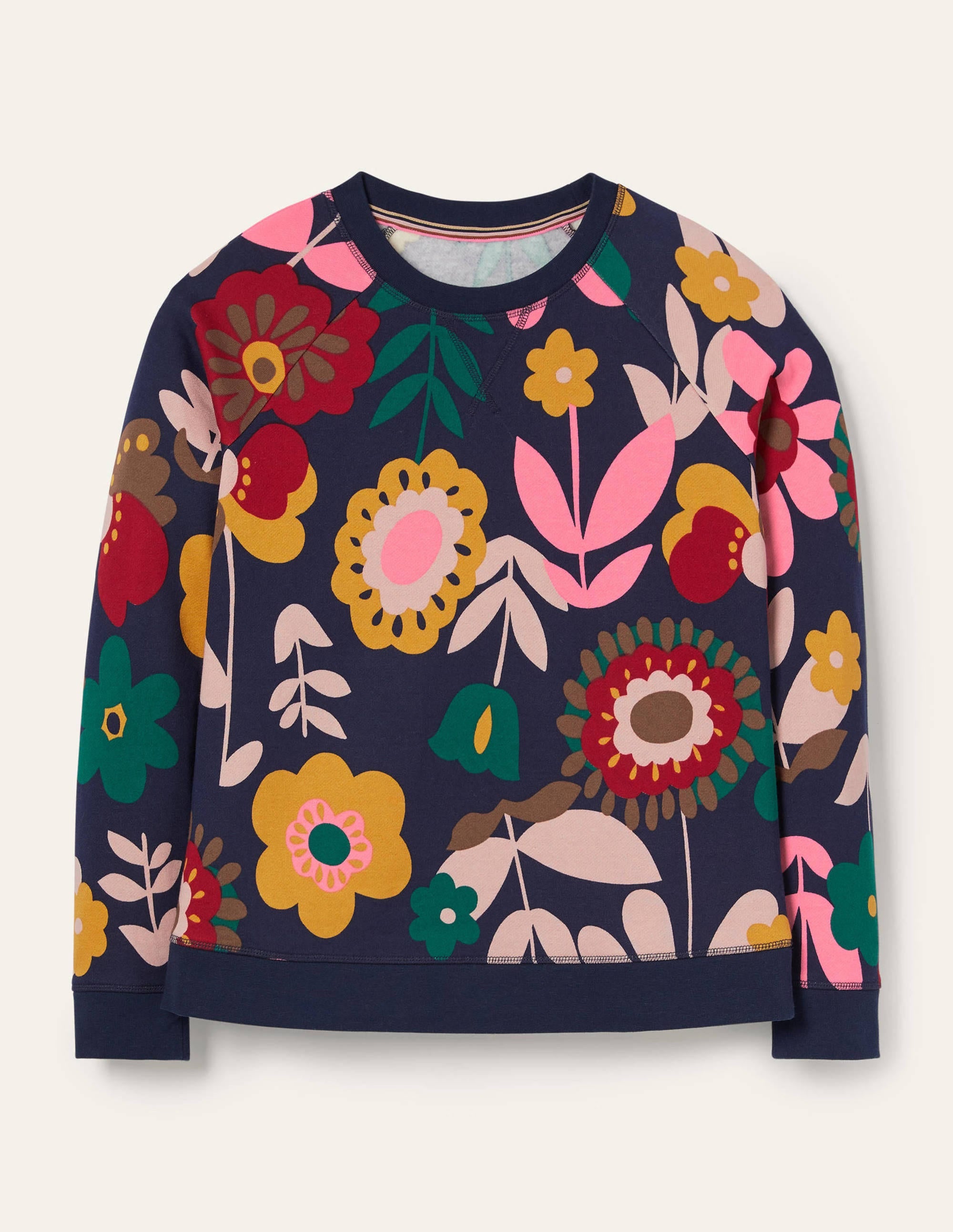 Printed Cotton Sweatshirt-Navy Flora Bloom - Image 5