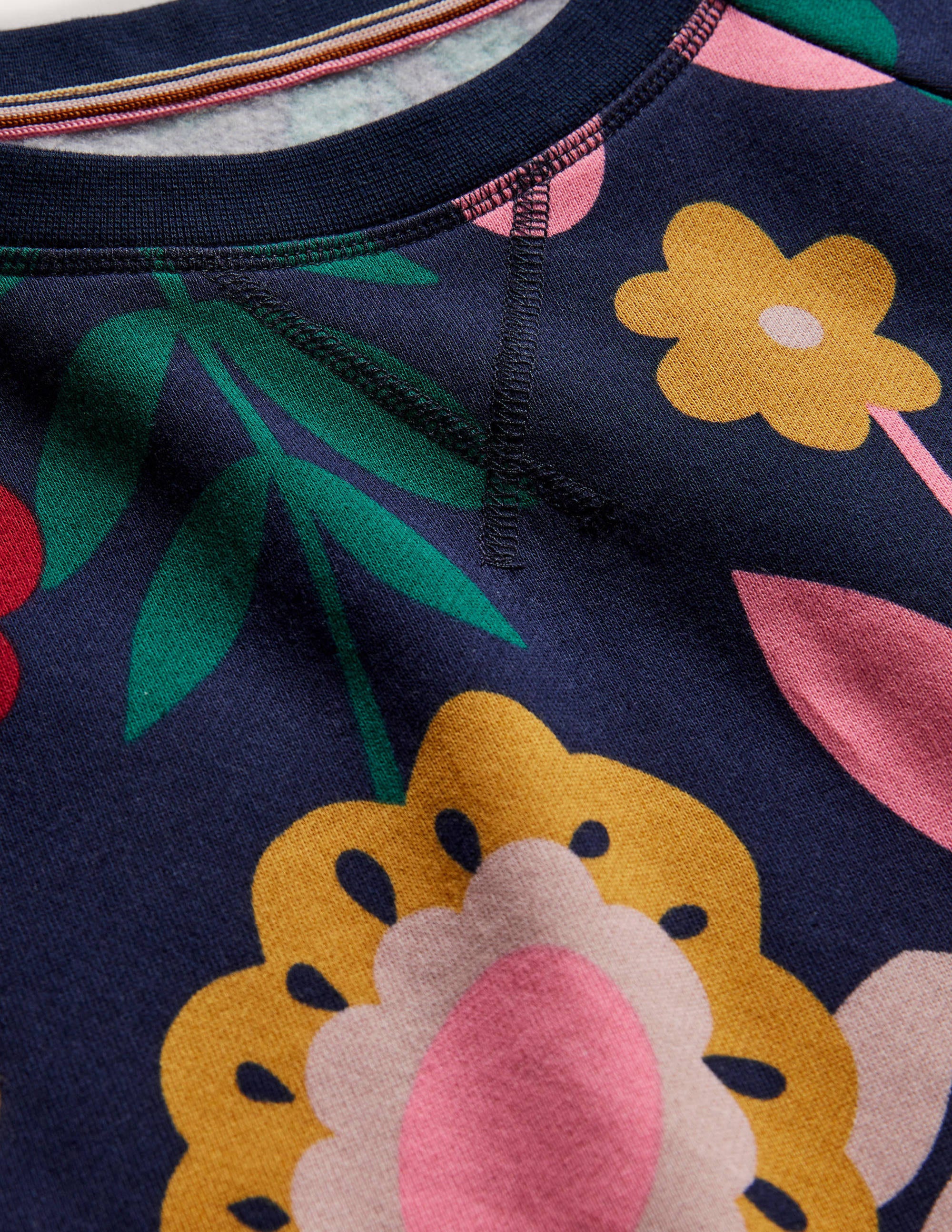 Printed Cotton Sweatshirt-Navy Flora Bloom - Image 6