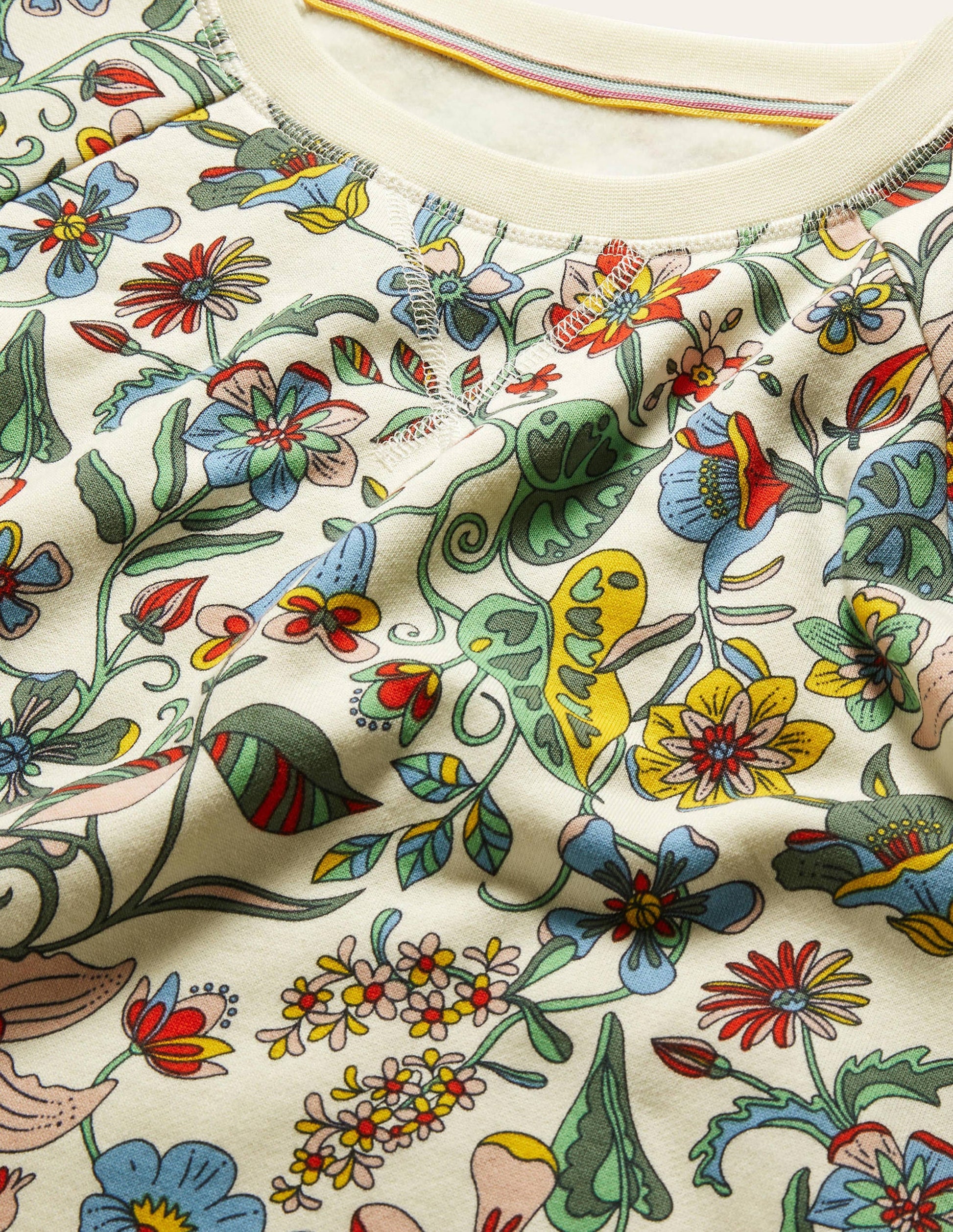 Printed Cotton Sweatshirt-Ivory, Tropic Florals-5