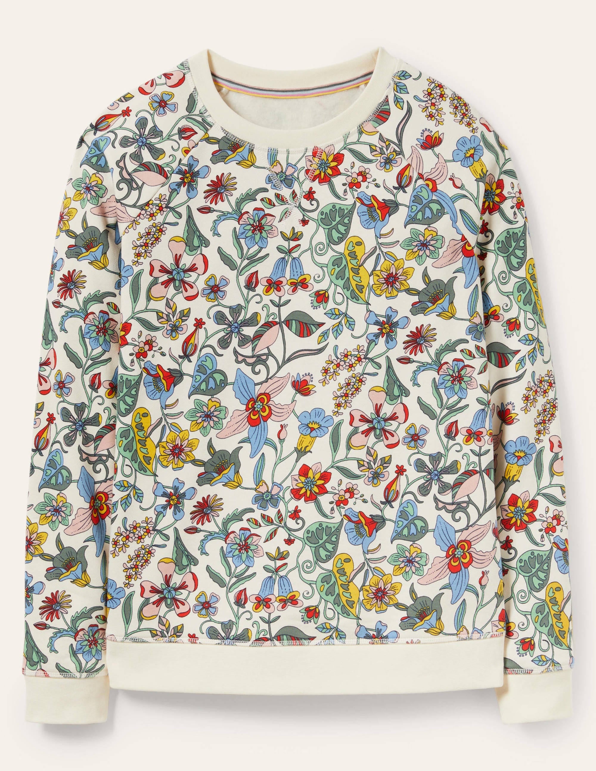 Printed Cotton Sweatshirt-Ivory, Tropic Florals - Image 6