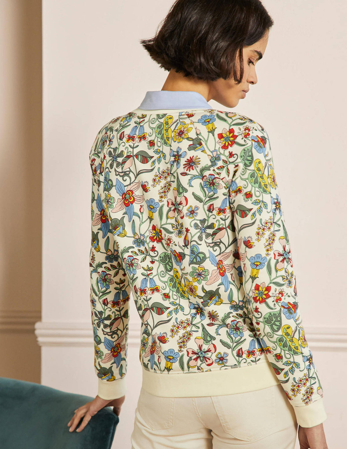 Printed Cotton Sweatshirt-Ivory, Tropic Florals-3