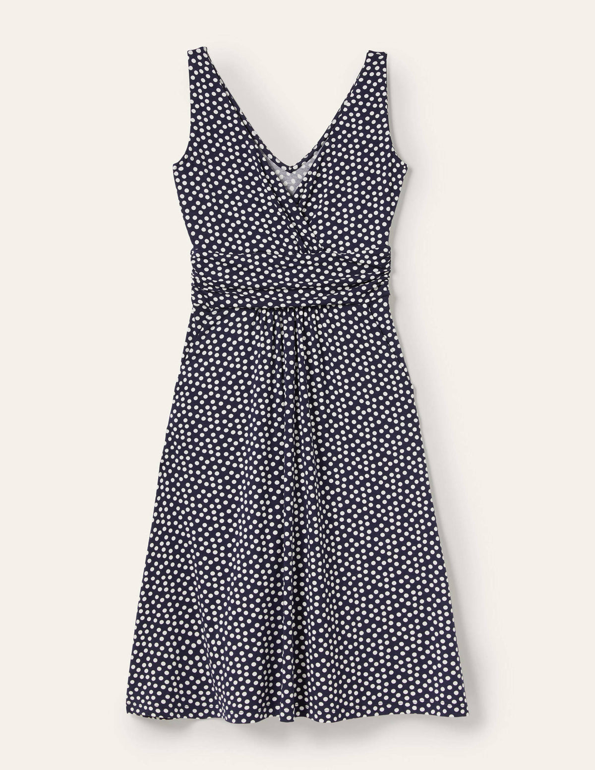Effie V-Neck Jersey Dress-French Navy Scattered Dot-6